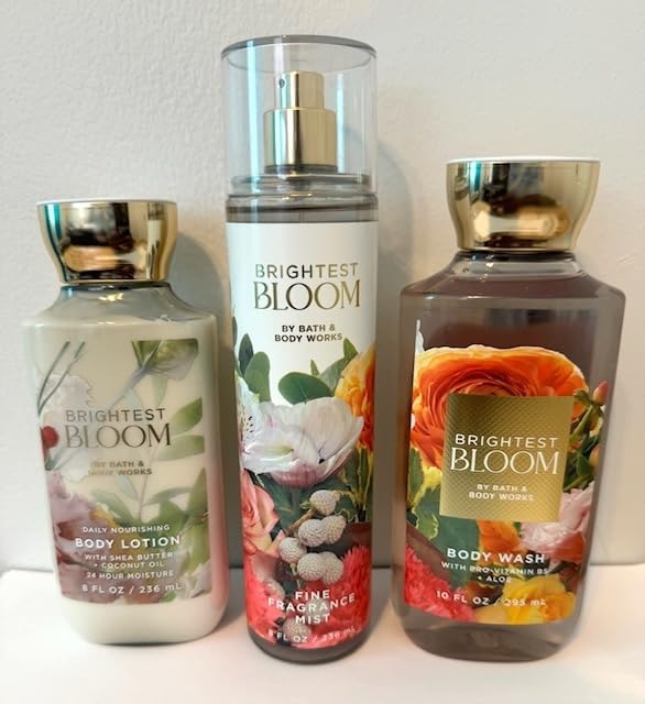 Brightest Bloom Trio Body Care Set - Moisturizing Body Lotion, Refreshing Fragrance Mist & Hydrating Body Wash | Perfect Gift for Women, Self-Care Routine & Spa Day at Home