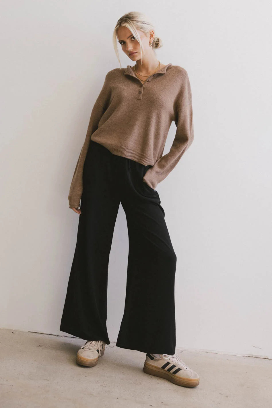 Meli Button Front Knit Sweater for Women - Cozy Brown Pullover Cardigan | Perfect for Fall & Winter Outfits, Casual Wear, and Layering