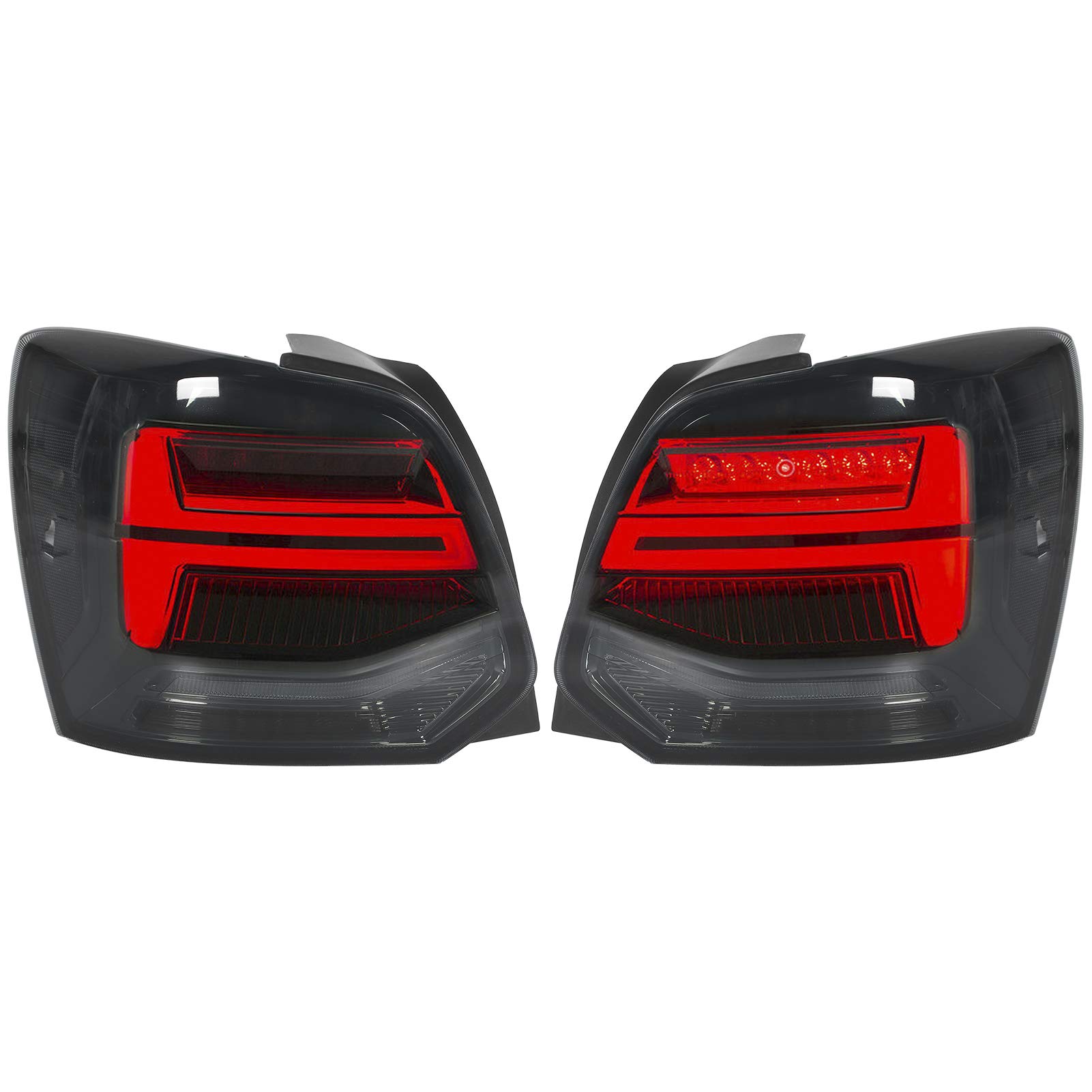 Full LED Dynamic Tail Lights for VW MK5 6R 6C 2009-2017 - Smoked Lens, Waterproof, Energy-Saving & High Brightness - Includes Reverse Lamp, Fog Lamp & Side Marker - Perfect for Night Driving & Car Customization (Black, 2-Piece Set)