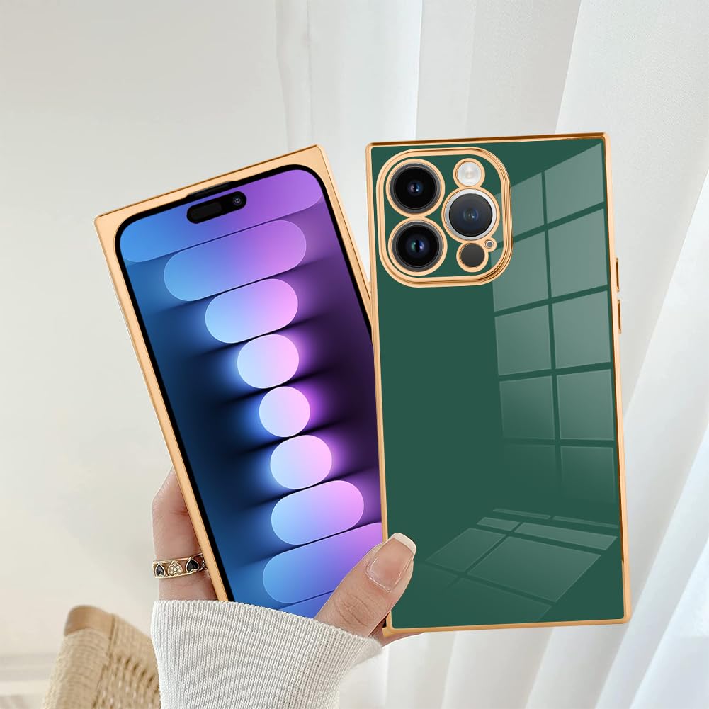 SAKUULO Cute Gold Plated iPhone 15 Pro Max Case - Soft TPU Shockproof Cover with Raised Camera Protection for Women & Girls (6.7