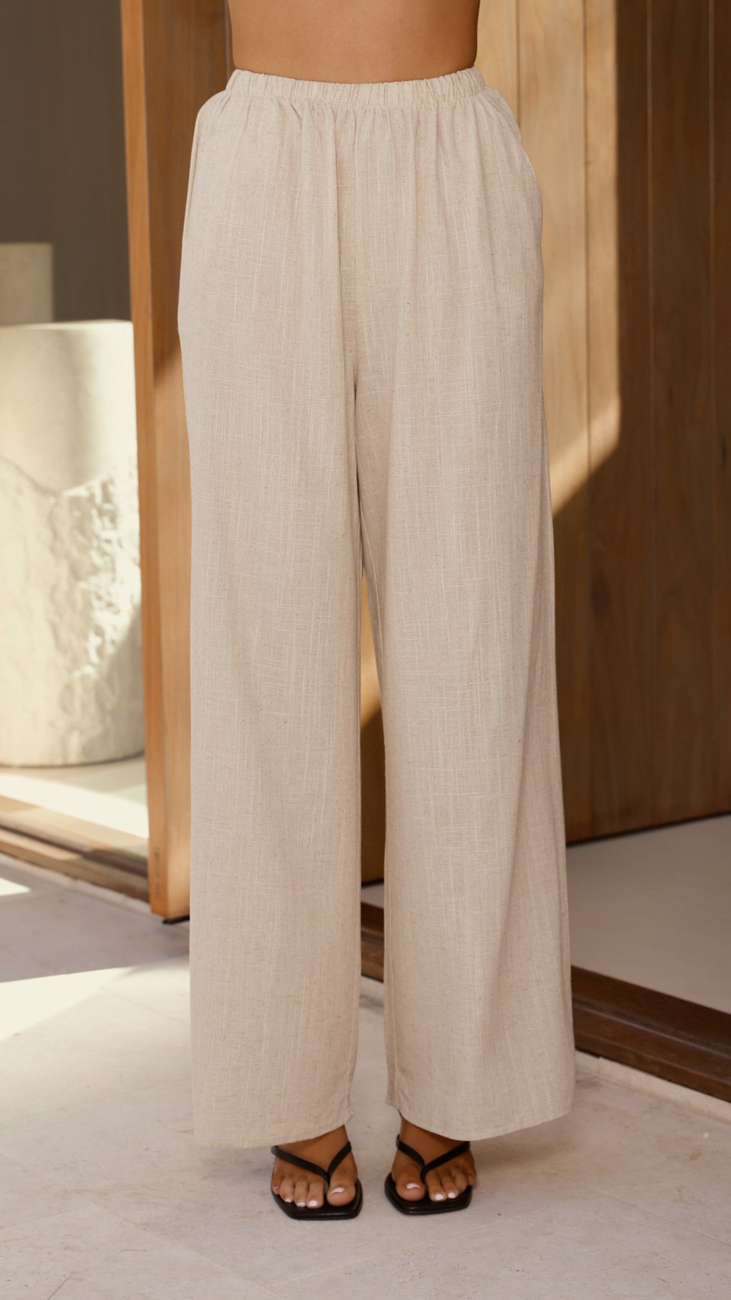 Kailani Strapless Top and Pants Set in Oat - Perfect for Summer Outfits, Beach Vacations & Casual Wear