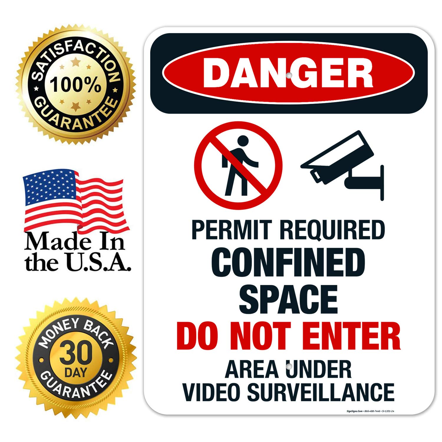 Danger Sign - OSHA Approved 'Permit Required Confined Space Do Not Enter' Warning Sign | 18x24 Inches | Rust-Free .063 Aluminum | Fade Resistant for Indoor & Outdoor Use | Made in USA | Ideal for Construction Sites, Warehouses & Industrial Safety Areas