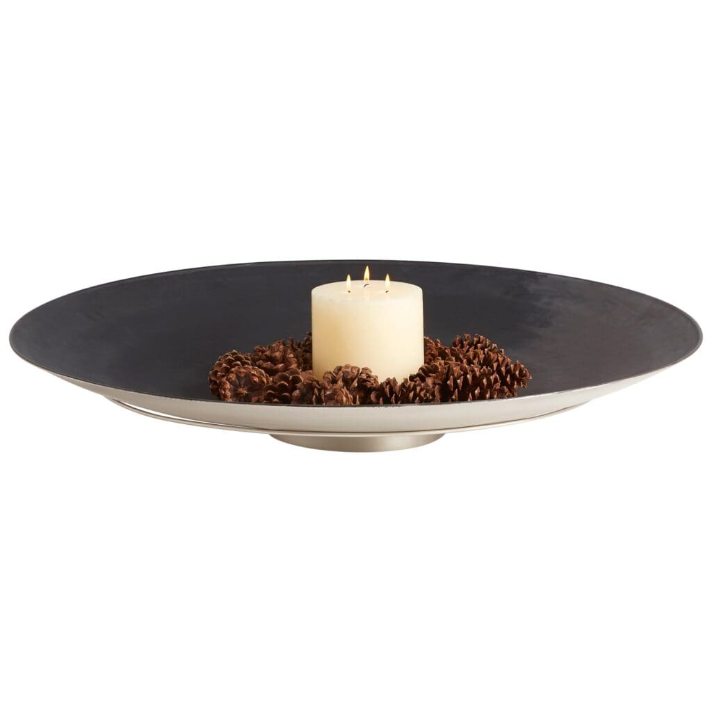 Cyan Design 10691 Dual Tone Plate - Matte Black Pearl Finish, Medium Size for Elegant Dining & Home Decor