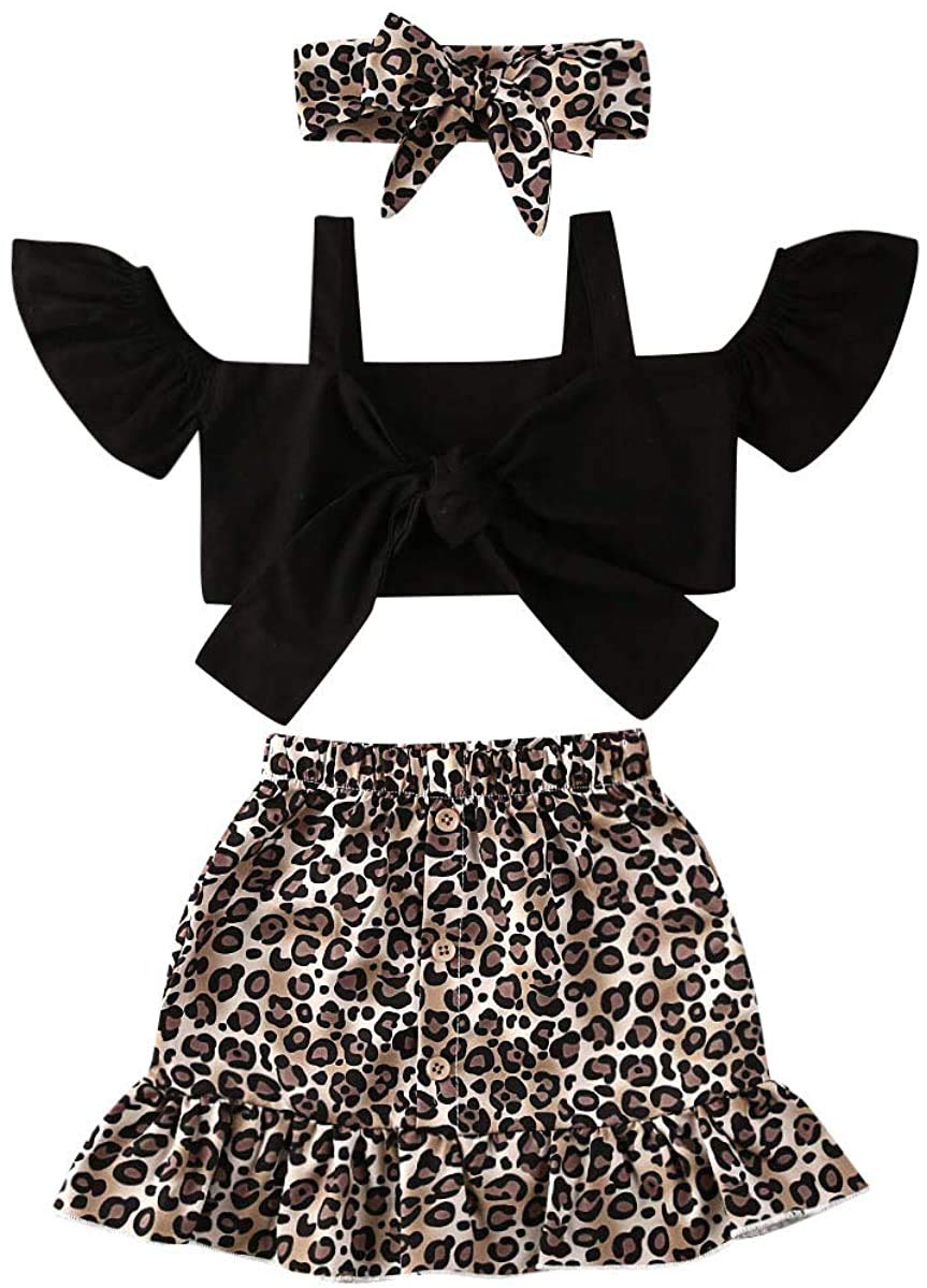 Toddler Baby Girl Leopard Print Crop Top & Tutu Skirt Set with Headband - Summer Outfit for Playdates, Parties & Photo Shoots
