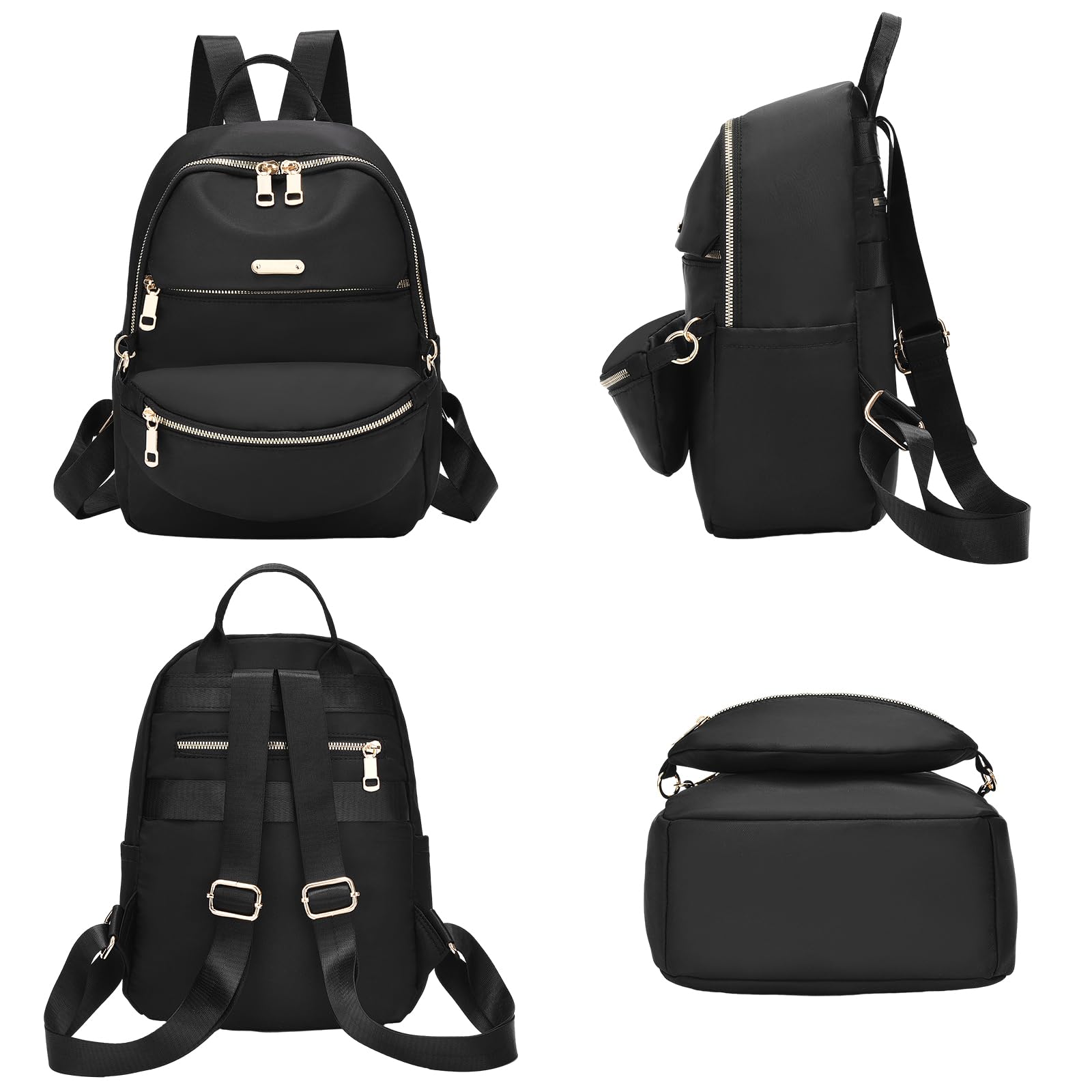 IHAYNER Mini Backpack Purse for Women - 2 Pack Lightweight Nylon Small Backpacks, Casual Daypack for Daily Use, Travel, Work, School & Shopping (Black)