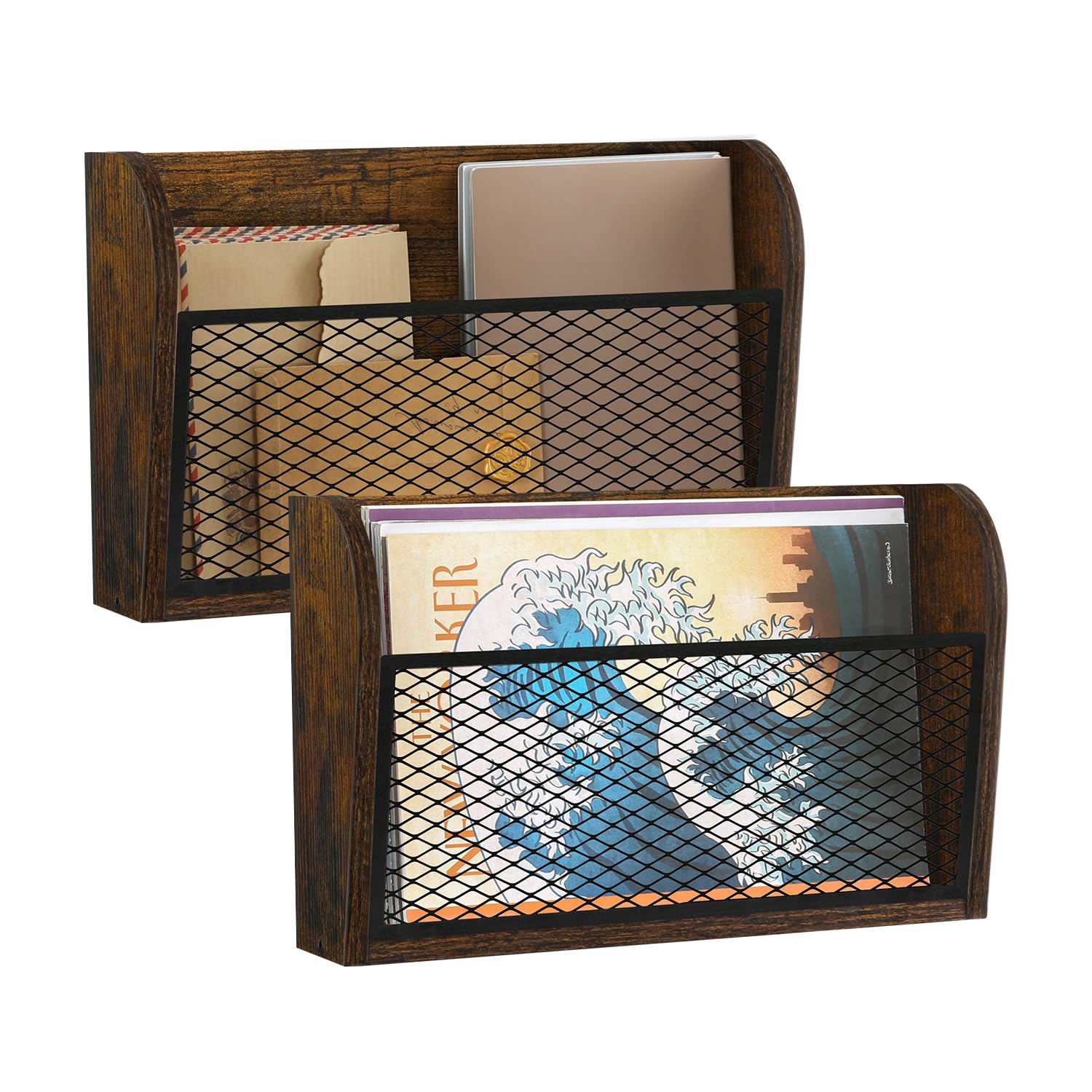 YINMIT Wall File Organizer - 2 Pack Hanging File Holder, Wall Mounted Office Organizer for Documents & Papers - Perfect for Home Office, Classroom & Workspace Organization