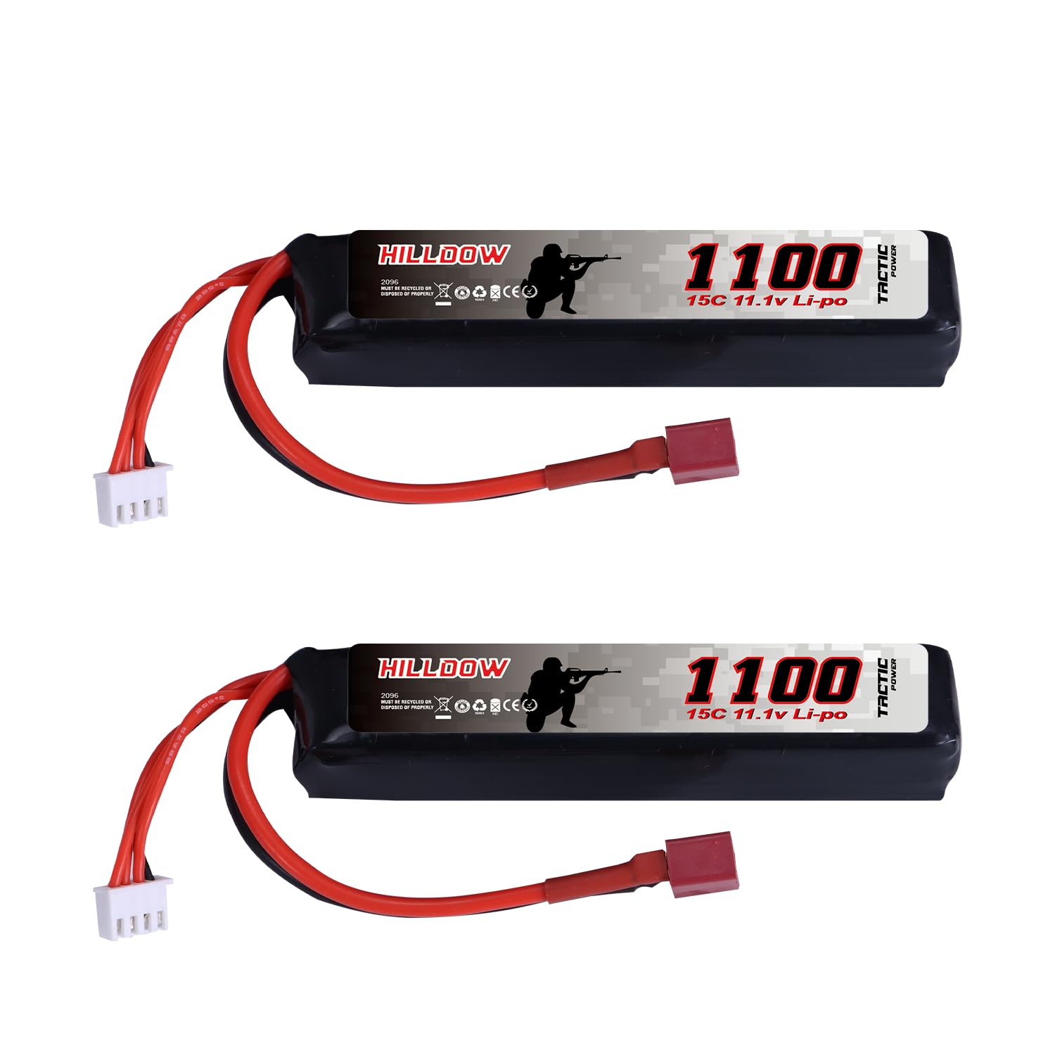 Hilldow 11.1V 1100mAh Airsoft Battery with Deans Plug - for Airsoft Guns & Rifles (M20) - Perfect for Outdoor Airsoft Battles