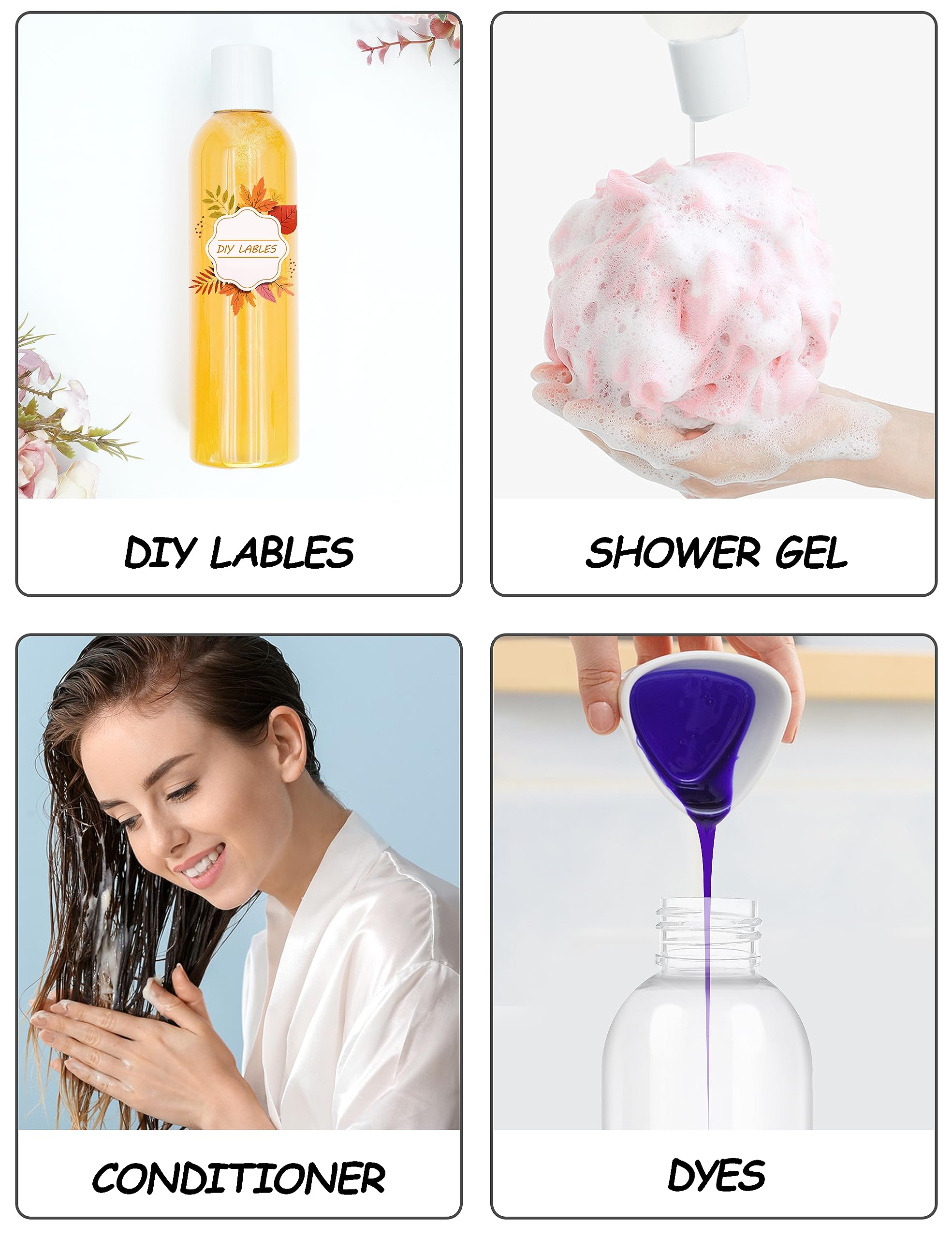 2 Pack 8 oz Clear Plastic Bottles with White Disc Caps - Refillable Empty Squeeze Containers for Cosmetic, Toiletries, Conditioner, Shampoo, Lotions & Gels - Perfect for Travel, DIY Projects & Home Organization