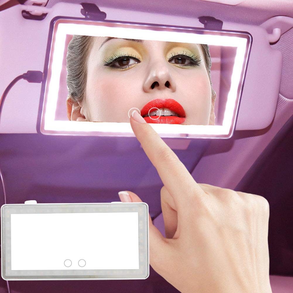 Car Visor Mirror with LED Lights - Smart Touch Auto Sun Visor Makeup Mirror for Women, Travel & Driving | Perfect for On-the-Go Makeup & Sun Protection