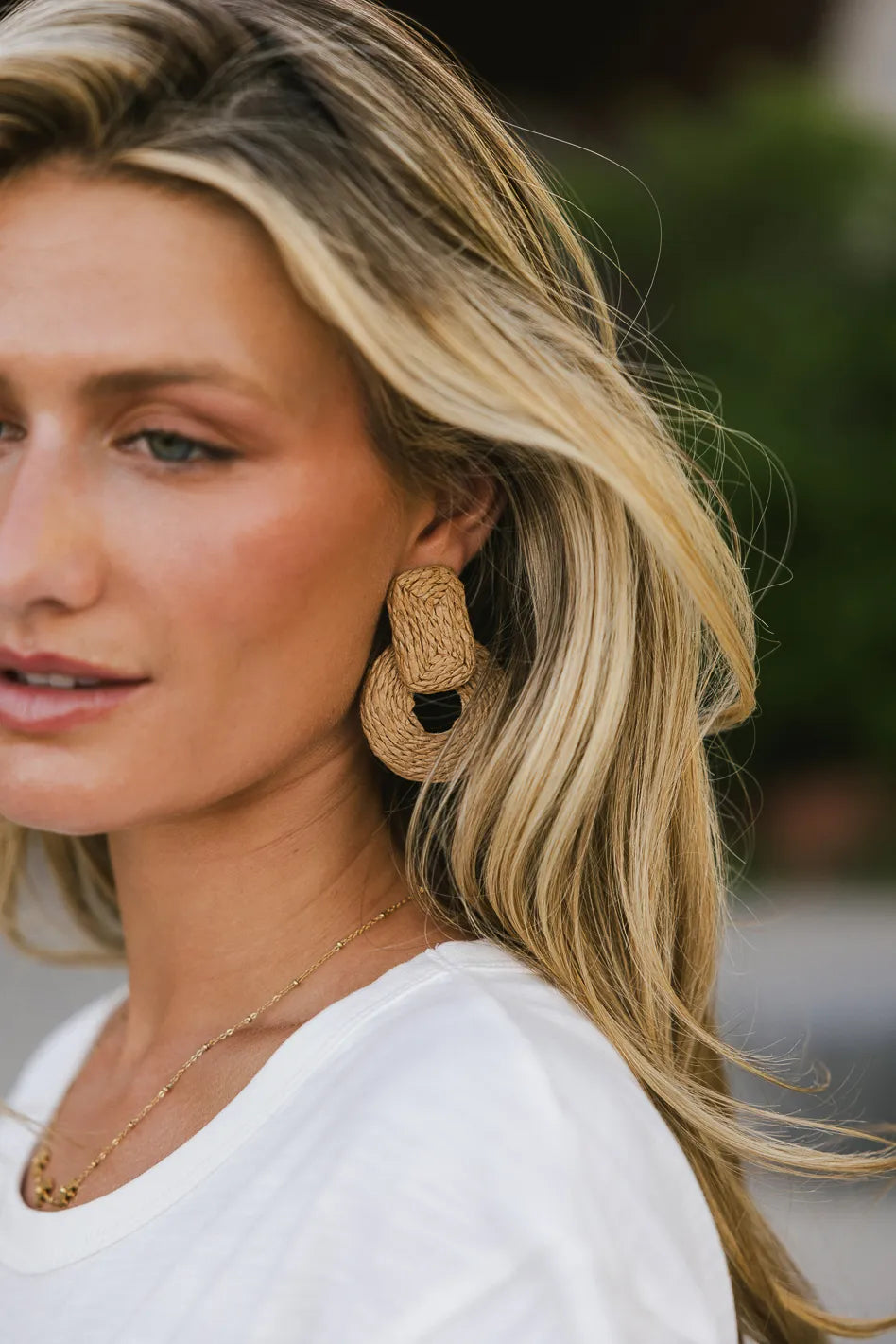 Juno Braided Straw Earrings in Tan - Boho Chic Summer Accessories for Beach, Festival & Casual Outfits