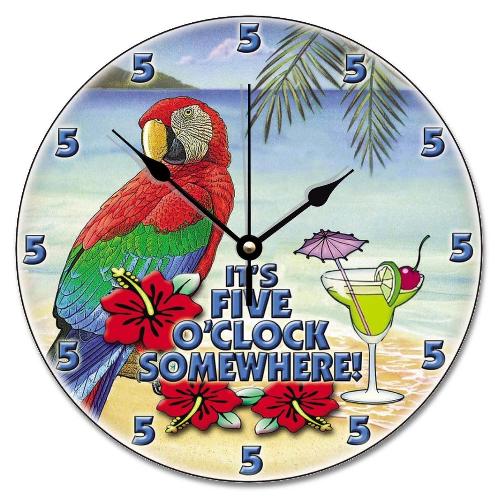 Tropical Beach Wall Clock - 10 Inch Silent Non-Ticking Quartz Battery Operated Wooden Clock for Vintage Farmhouse Decor - Perfect for Living Room, Bedroom, Office, Kitchen - Ideal Birthday & Wedding Gift - Coastal Home Decor & Vacation Vibes