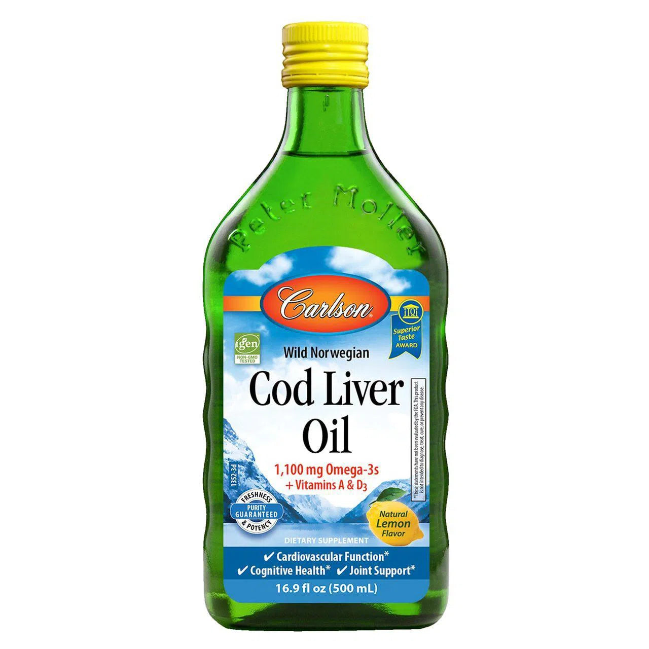 Carlson Cod Liver Oil Liquid - Omega-3 Rich Fish Oil Supplement for Heart & Brain Health - Supports Immune System & Joint Function - Ideal for Daily Wellness & Family Nutrition