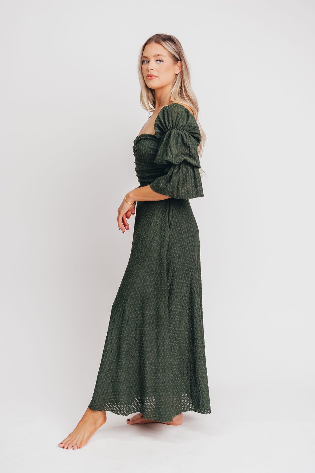 Corrine Women's Maxi Dress with Pockets - Flowy Long Summer Dress in Hunter Green for Beach, Vacation & Casual Wear