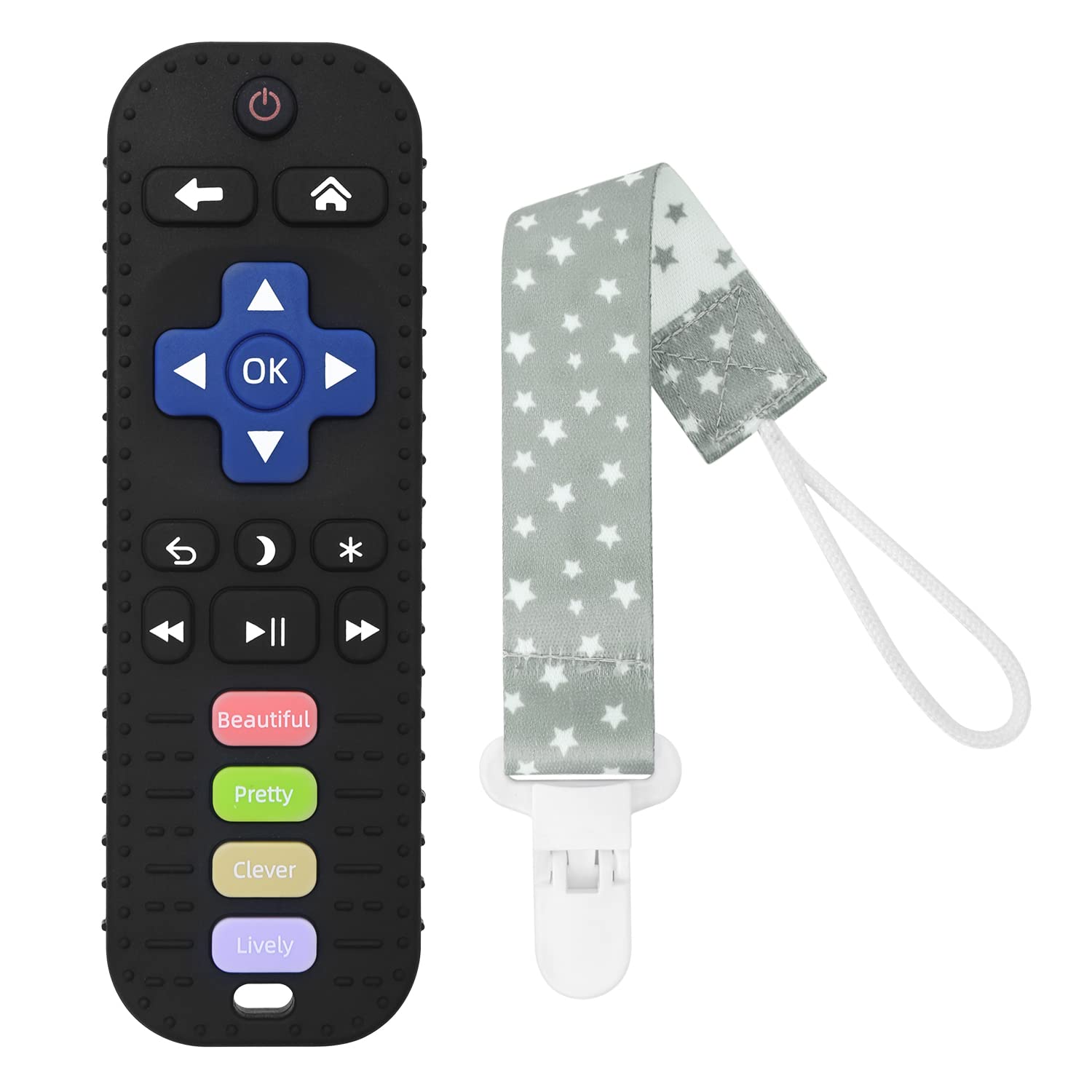 **MISSLILI Baby Teething Toys for 0-24 Months - Soft Silicone Teether Set for Boys & Girls, Remote Control Shape Chew Toy for Toddlers (Black) | Perfect for Soothing Sore Gums & On-the-Go Play**