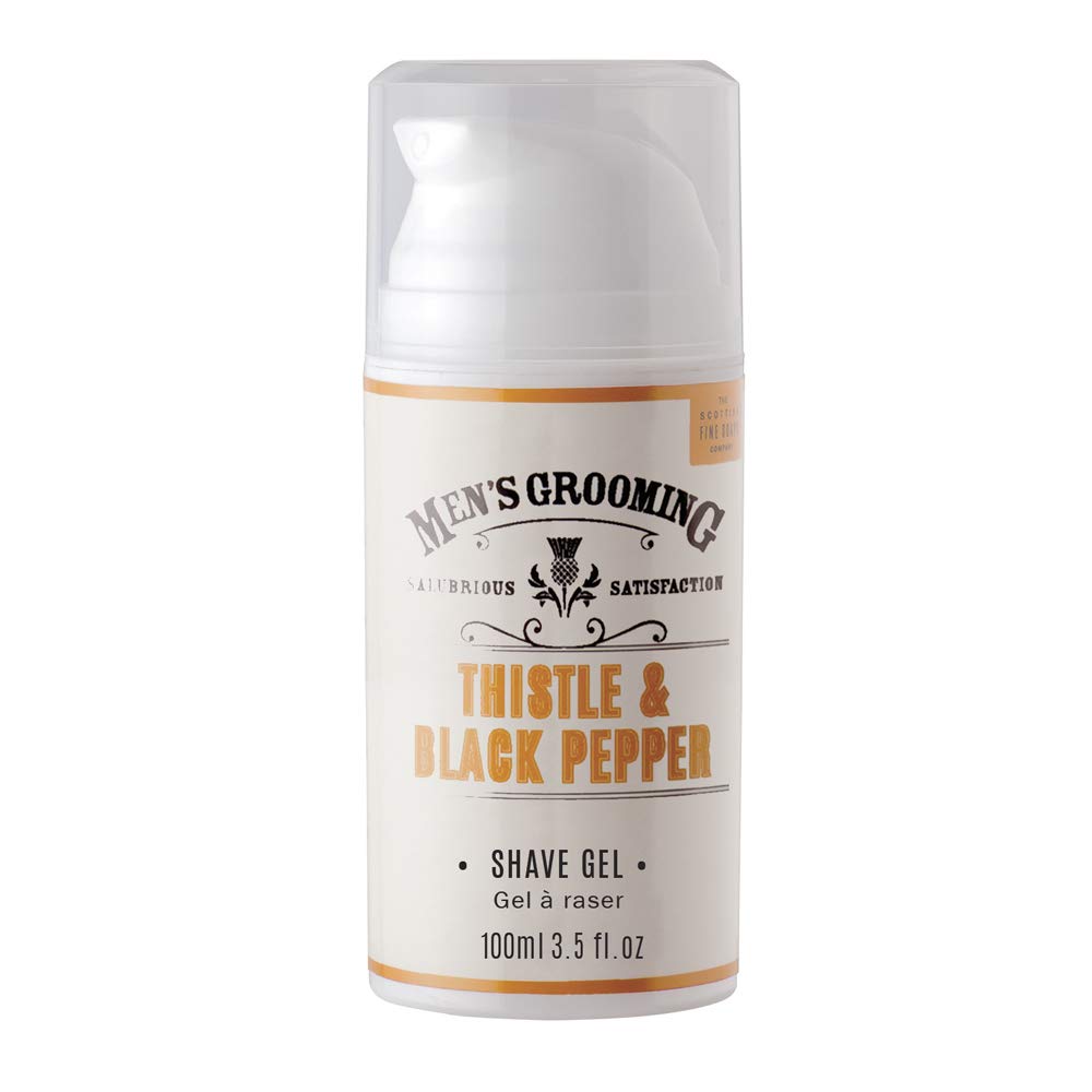 Scottish Fine Soaps Thistle & Black Pepper Shave Gel for Men - 100ml Natural Shaving Cream with Soothing Aloe Vera - Perfect for Sensitive Skin & Daily Grooming Routine