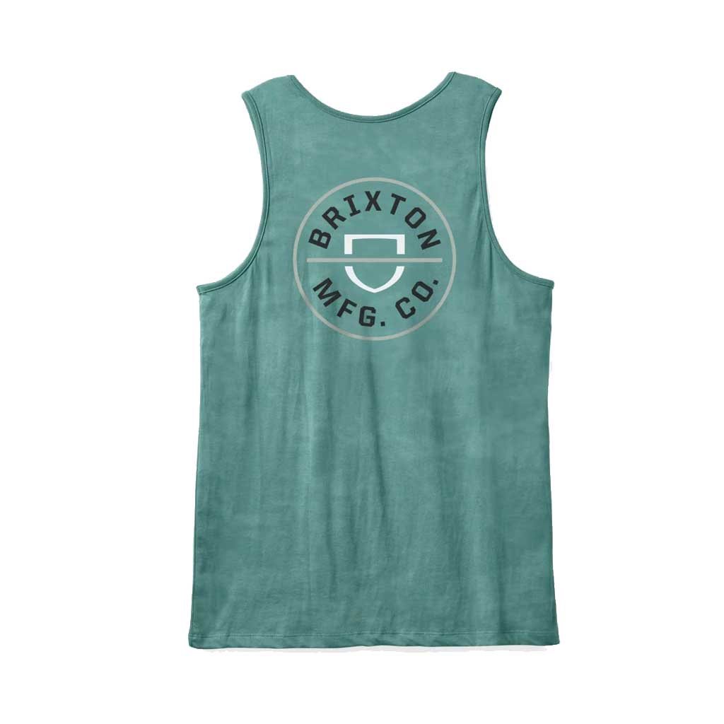 Brixton Crest Tank Top for Men - Spruce Sun Wash Vintage Style Casual Muscle Tee - Perfect for Summer Outfits, Gym, and Beach Wear