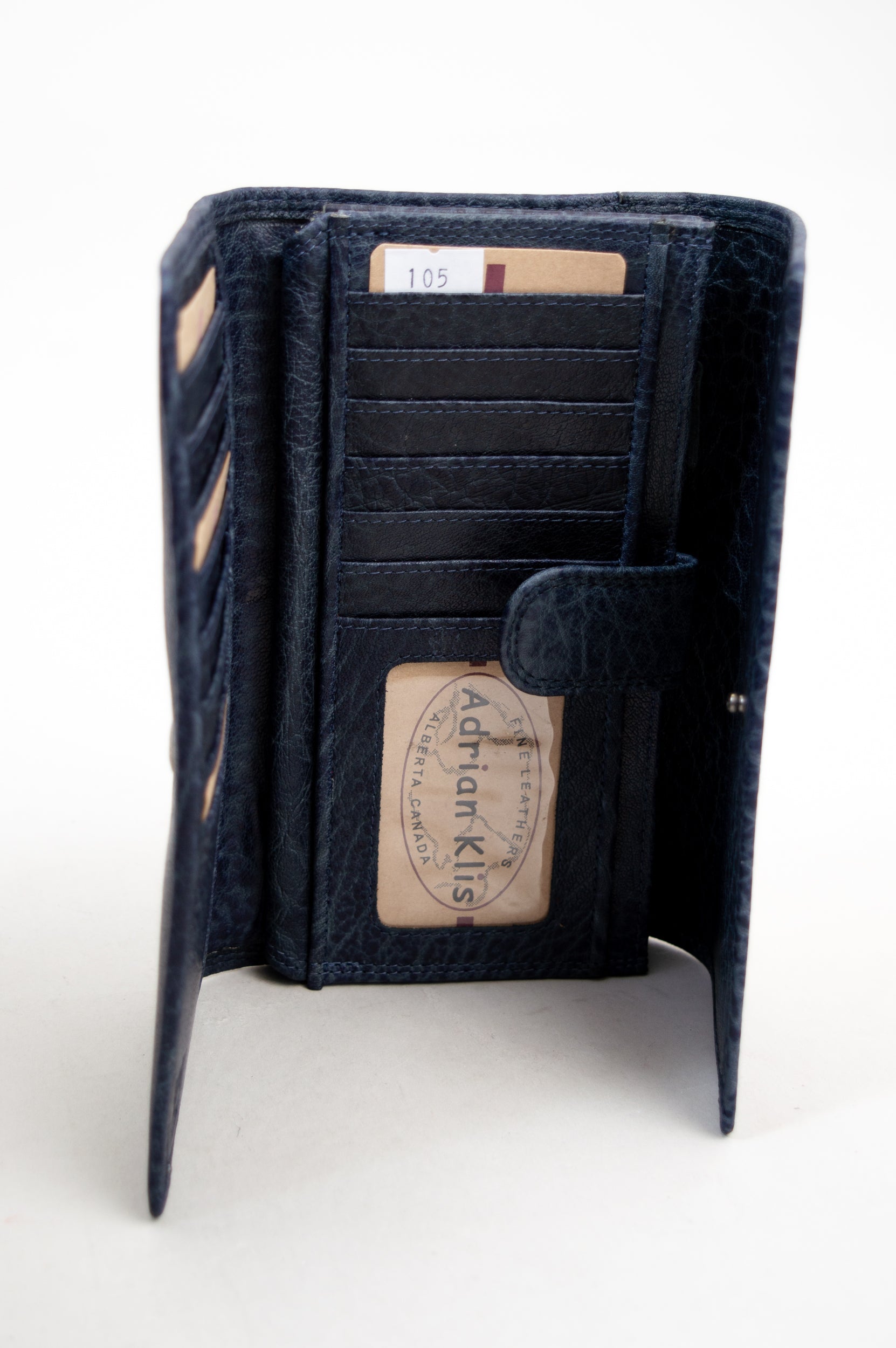 Adrian Klis 105 Genuine Leather Women's Wallet - Blueprint Design - Slim Bifold Wallet for Everyday Use & Travel Essentials