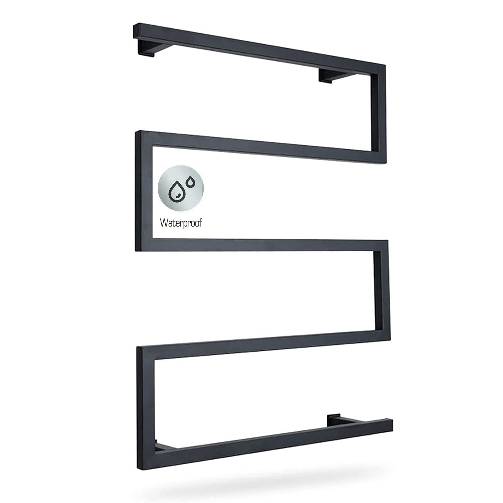 Premium 5-Bar Electric Heated Towel Rack - Black Wall Mounted Hardwired Towel Warmer & Dryer for Bathroom - 304 Stainless Steel (UK Voltage) - Perfect for Spa-Like Luxury and Quick Drying in Modern Homes
