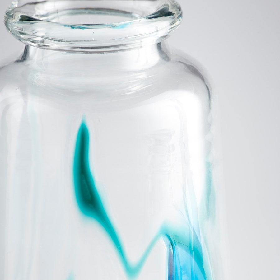 Cyan Design 11071 Tahoe Vase - Large Blue & Clear Glass Vase for Home Decor, Wedding Centerpiece, Floral Arrangement, and Tabletop Display