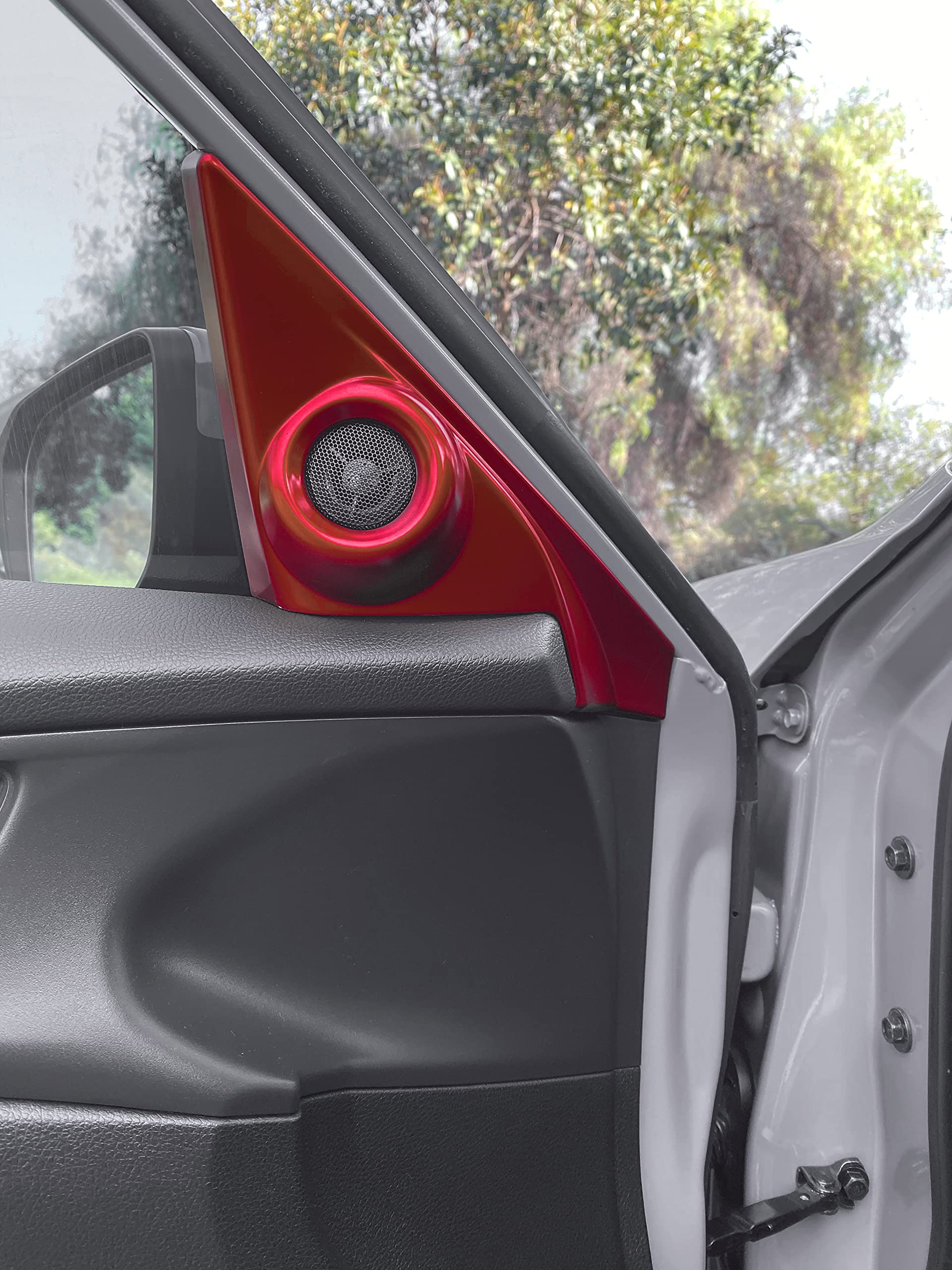 Xotic Tech A-Pillar Speaker Door Audio Cover Trim - Sporty Red - Compatible with 2016-2021 Honda Civic 10th Gen - Custom Car Interior Upgrade for Enhanced Audio Experience