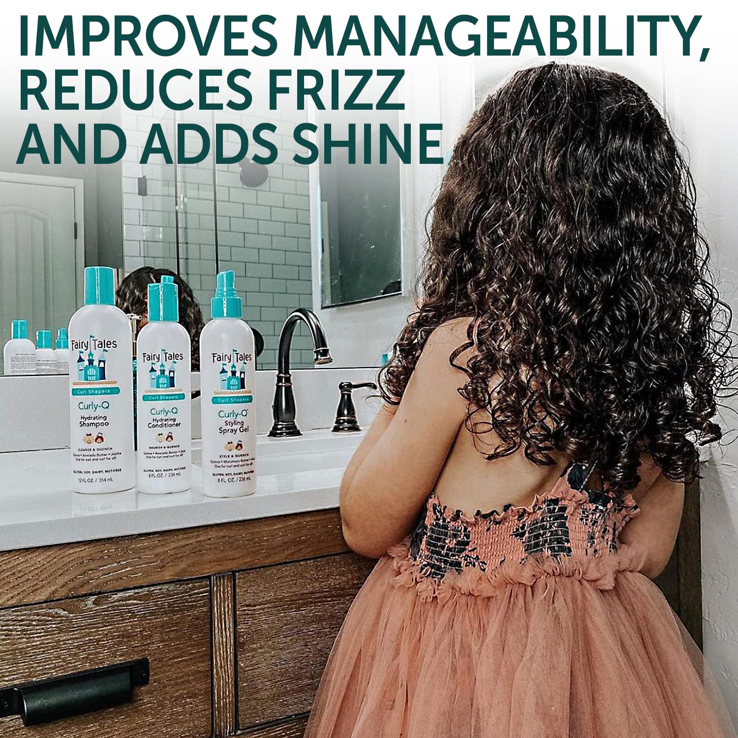 Fairy Tales Curly Q Kids Conditioner - Hydrating & Detangling for Curly, Coily & Multi-Cultural Hair - Paraben, Sulfate, Gluten & Nut Free - 32 oz - Perfect for Daily Hair Care & Gentle on Sensitive Scalps