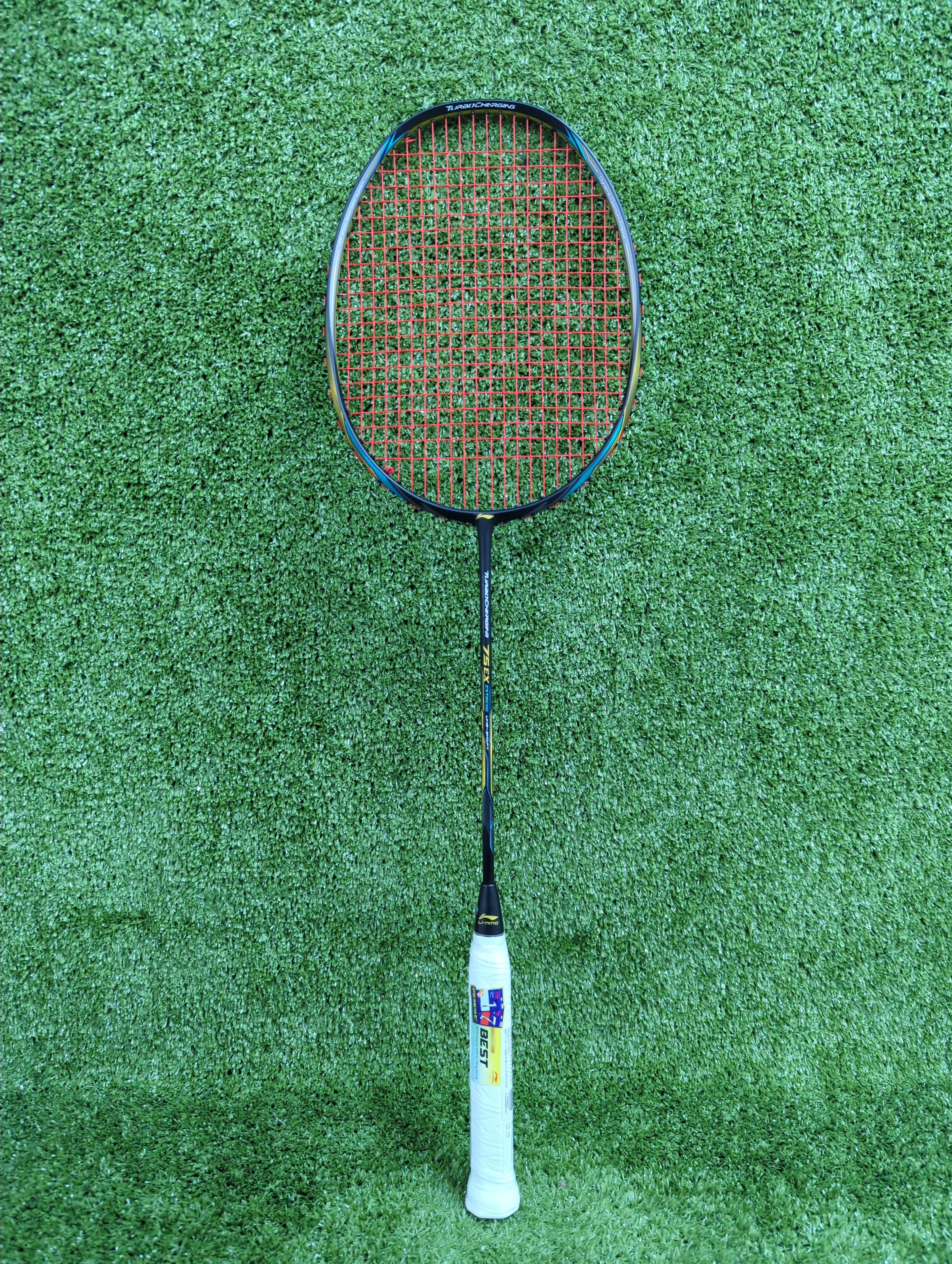 Li Ning Turbo Charging 75 EX Black/Gold Badminton Racket Unstrung - Professional Badminton Racquet for Advanced Players - Perfect for Tournaments & Training Sessions