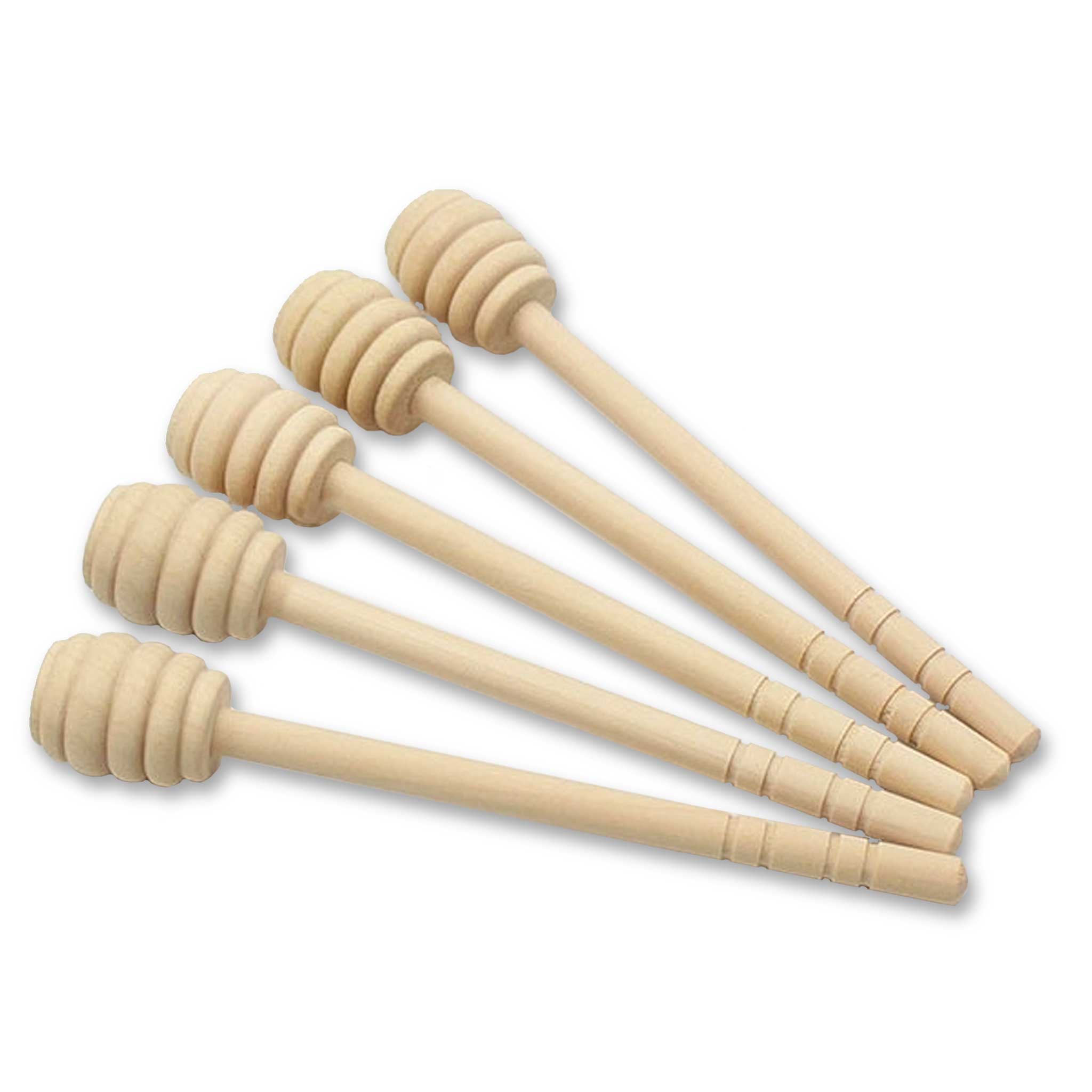Natural Wooden Honey Dipping Sticks - 5 Pack for Tea, Coffee & Desserts | Eco-Friendly Bamboo Stirrers for Hot & Cold Beverages | Perfect for Tea Parties, Coffee Shops & Home Use