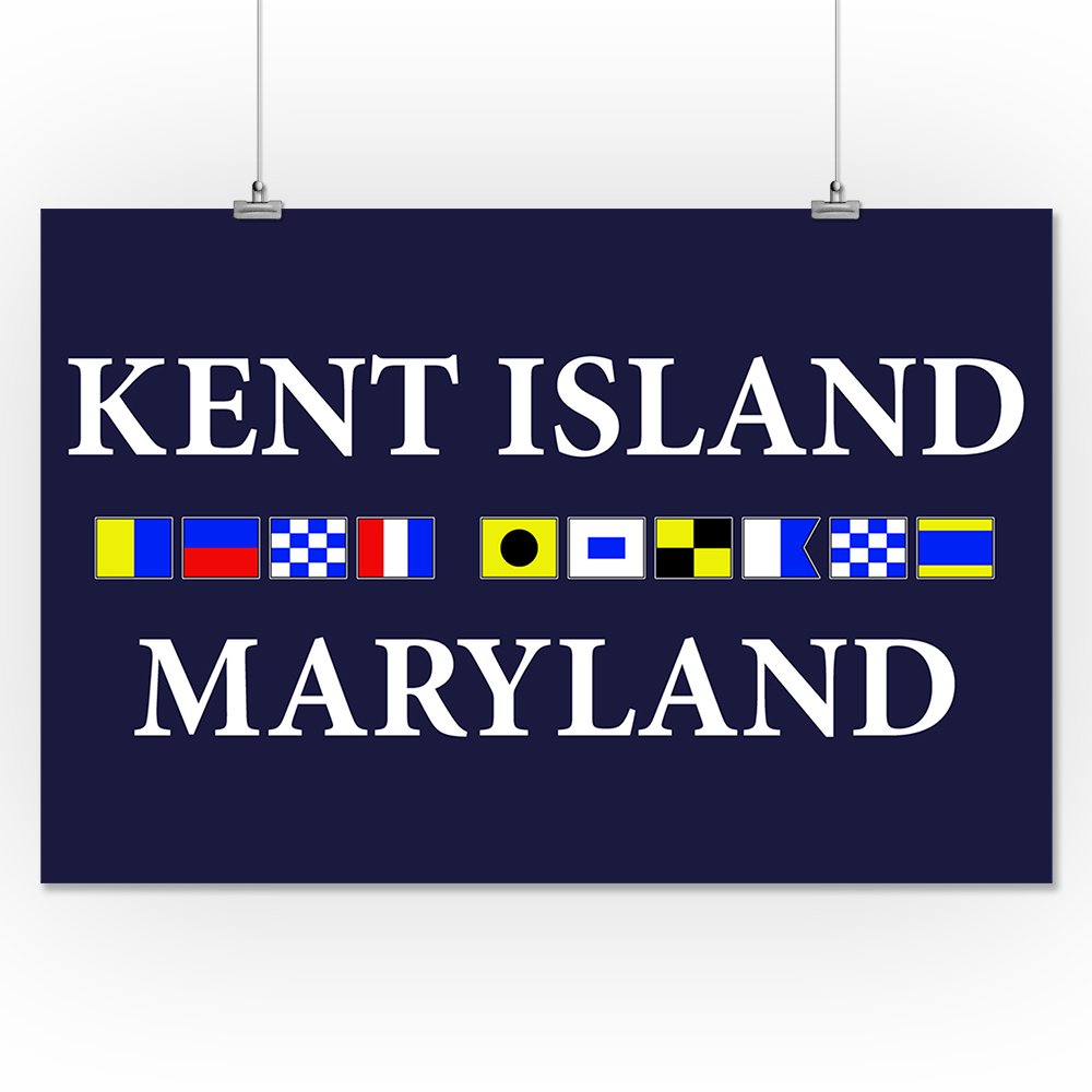 Lantern Press 16x24 Inch Giclee Print - Kent Island Maryland Coastal Art with Nautical Flags - Perfect for Beach House Decor & Nautical Themed Rooms