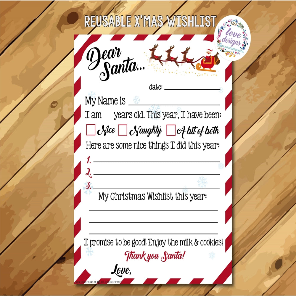 Love Designs Reusable Christmas Wishlist - Eco-Friendly Holiday Gift Planner for Kids & Adults - Perfect for Santa Letters, Family Wish Lists & Holiday Shopping Organization