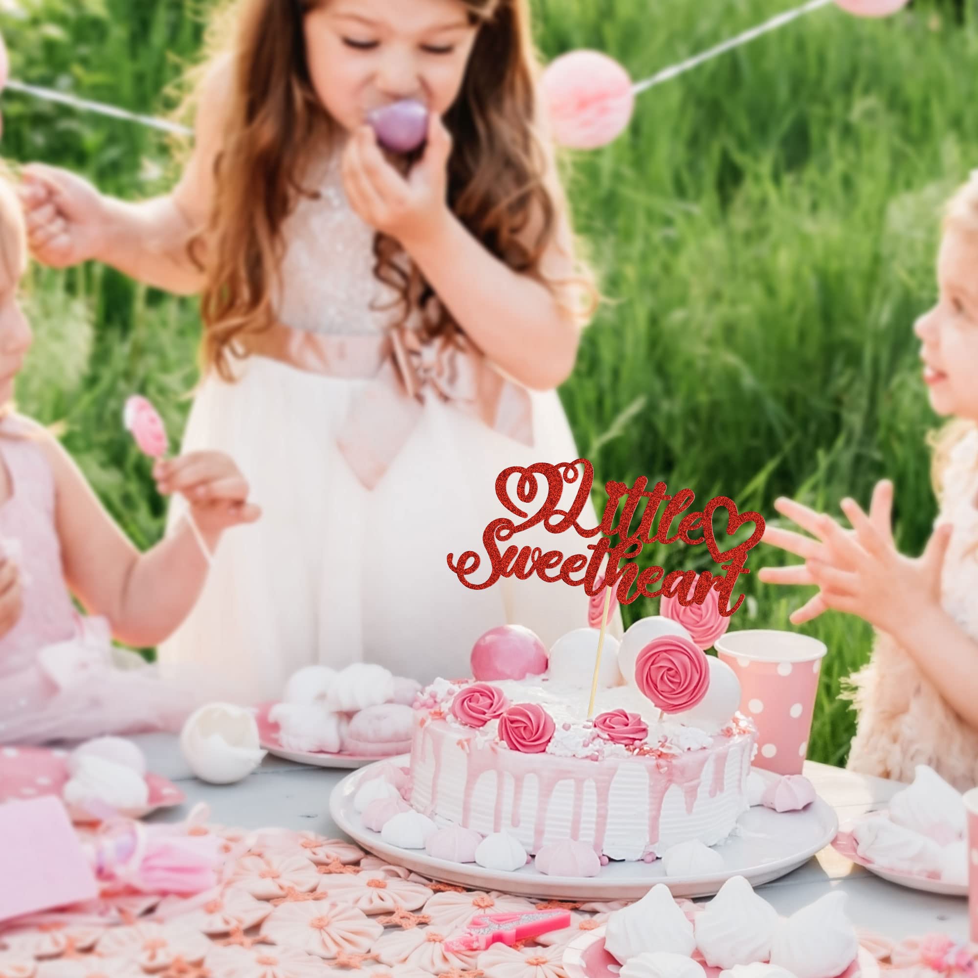 Gyufise Red Glitter Cake Topper for 1 - Elegant Valentine's Day, Birthday, Wedding & Baby Shower Decoration - Perfect for Anniversary, Engagement & Party Celebrations
