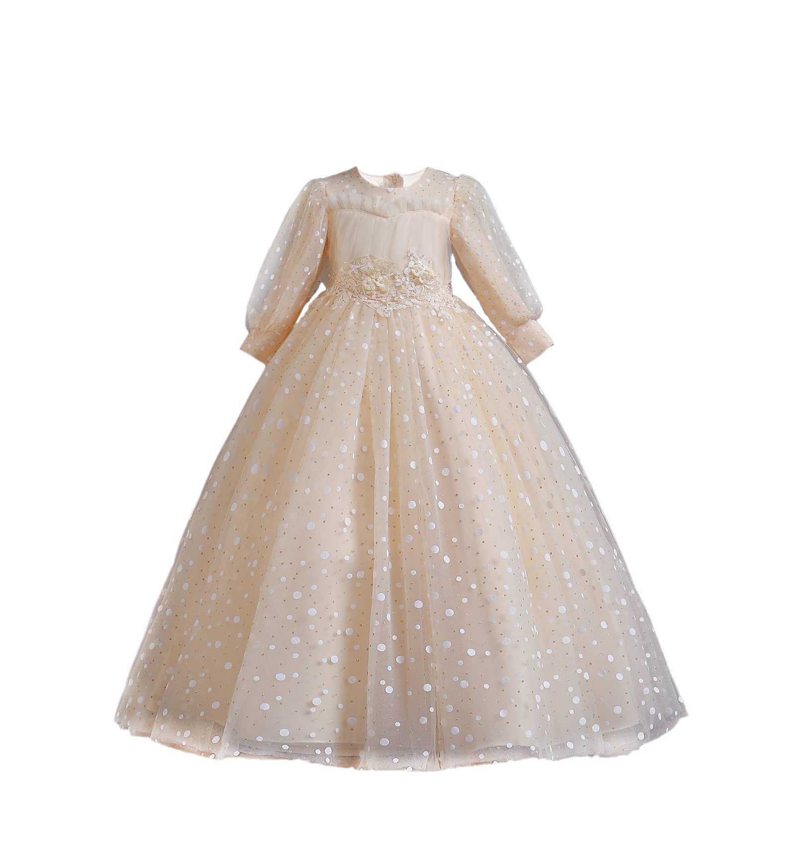Girls Formal Flower Dress with Embroidery Lace - Fluffy Princess Prom Romper for Ages 3-12 Years | Perfect for Birthday Parties, Weddings & Special Occasions