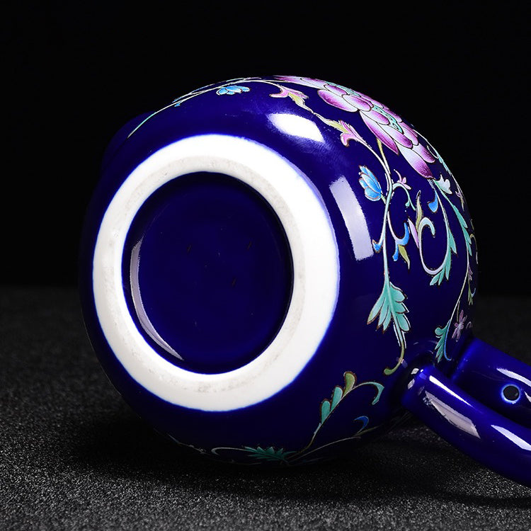 Premium Enamel Porcelain Tea Set with Inner Sterling Silver Lining - Elegant Tea Ceremony Set for Home, Office & Gifting