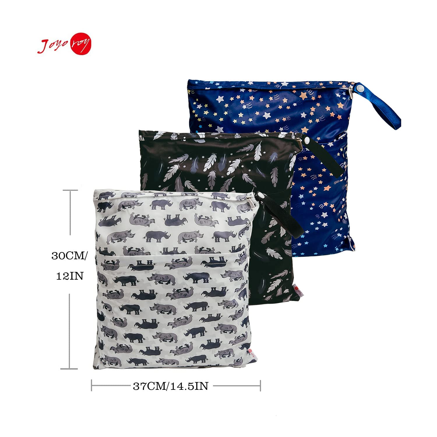 Joyo Roy Baby Diaper Bags - Waterproof Wet Dry Bags for Cloth Diapers, Breast Pump Parts & Swimsuits - Large Capacity Organizer for Travel, Daycare & Beach Outings