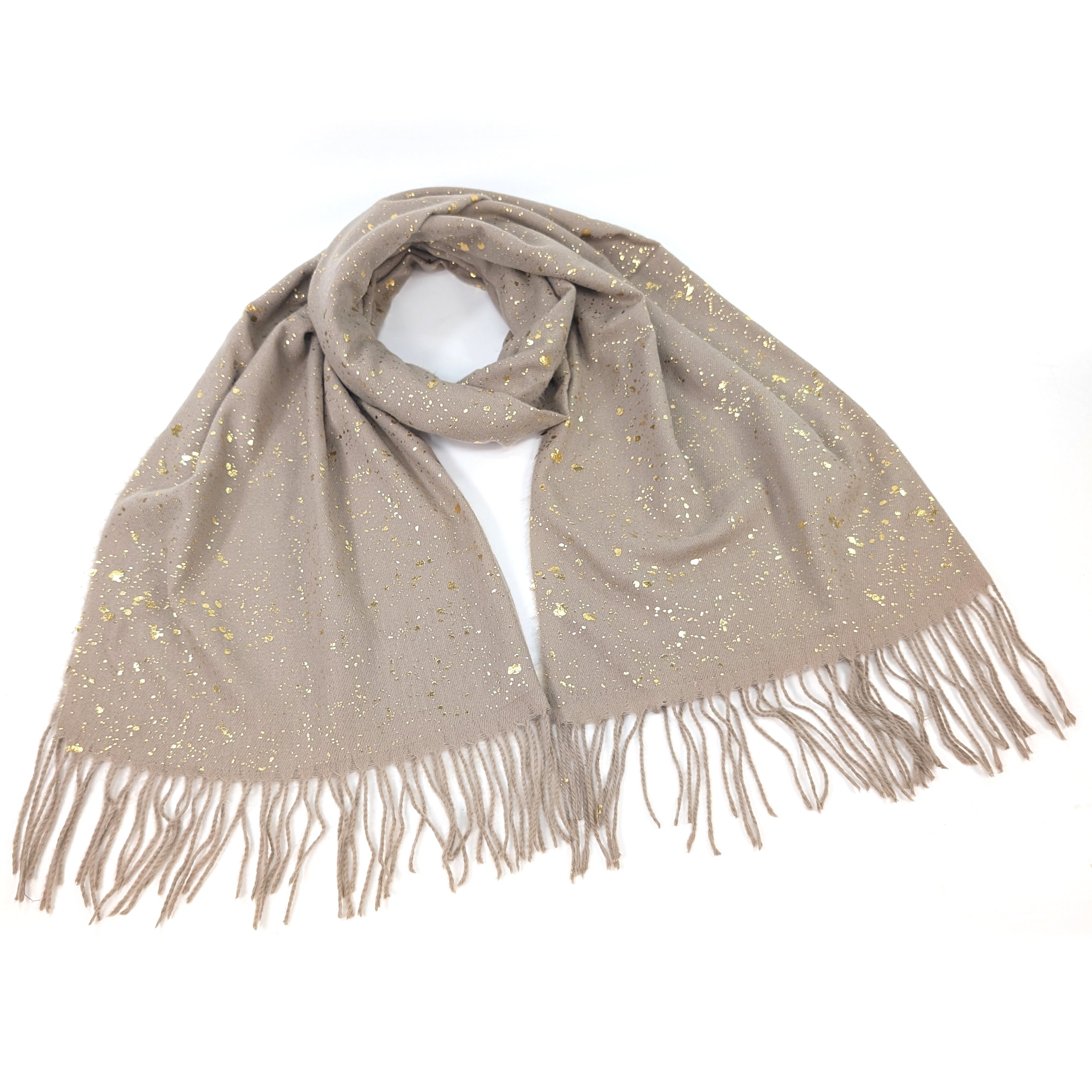Byala Splatters of Sparkle Pashmina Scarf (70x180cm) - Soft Oatmeal Cashmere Blend Shawl for Women, Elegant Winter Accessory for Parties, Weddings and Evening Events