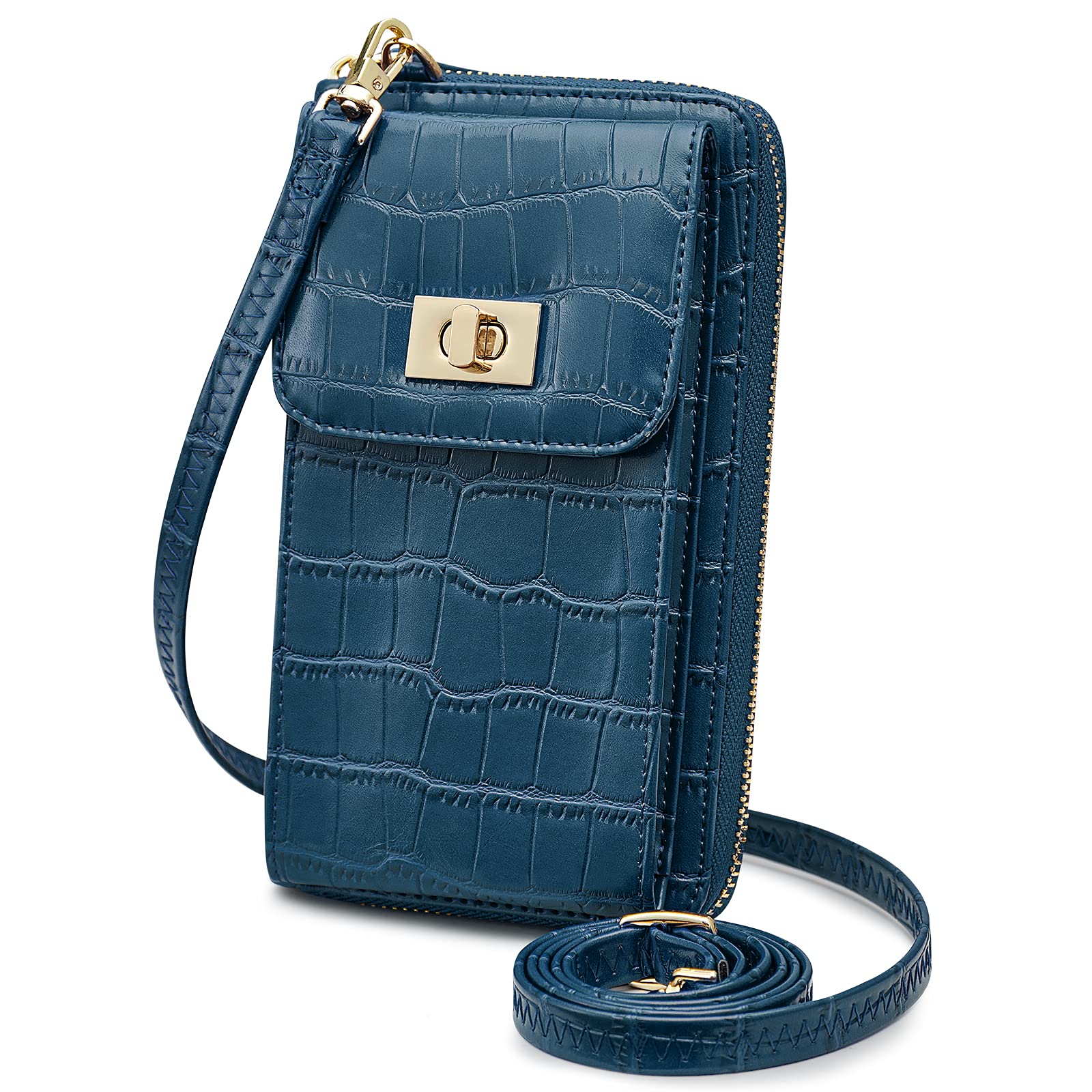 S-ZONE RFID Blocking Crossbody Phone Bag for Women - PU Leather Wallet Purse with Card Slots - Perfect for Travel, Shopping & Daily Use