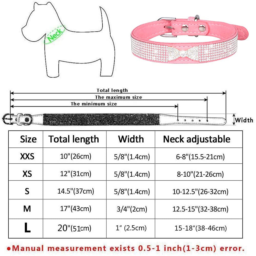 Sparkling Rhinestone Dog Collar with Stainless Steel Chain & Shiny Leash Set - Adjustable Pet Collar for Small & Medium Dogs & Cats - Perfect for Daily Walks, Grooming & Special Occasions