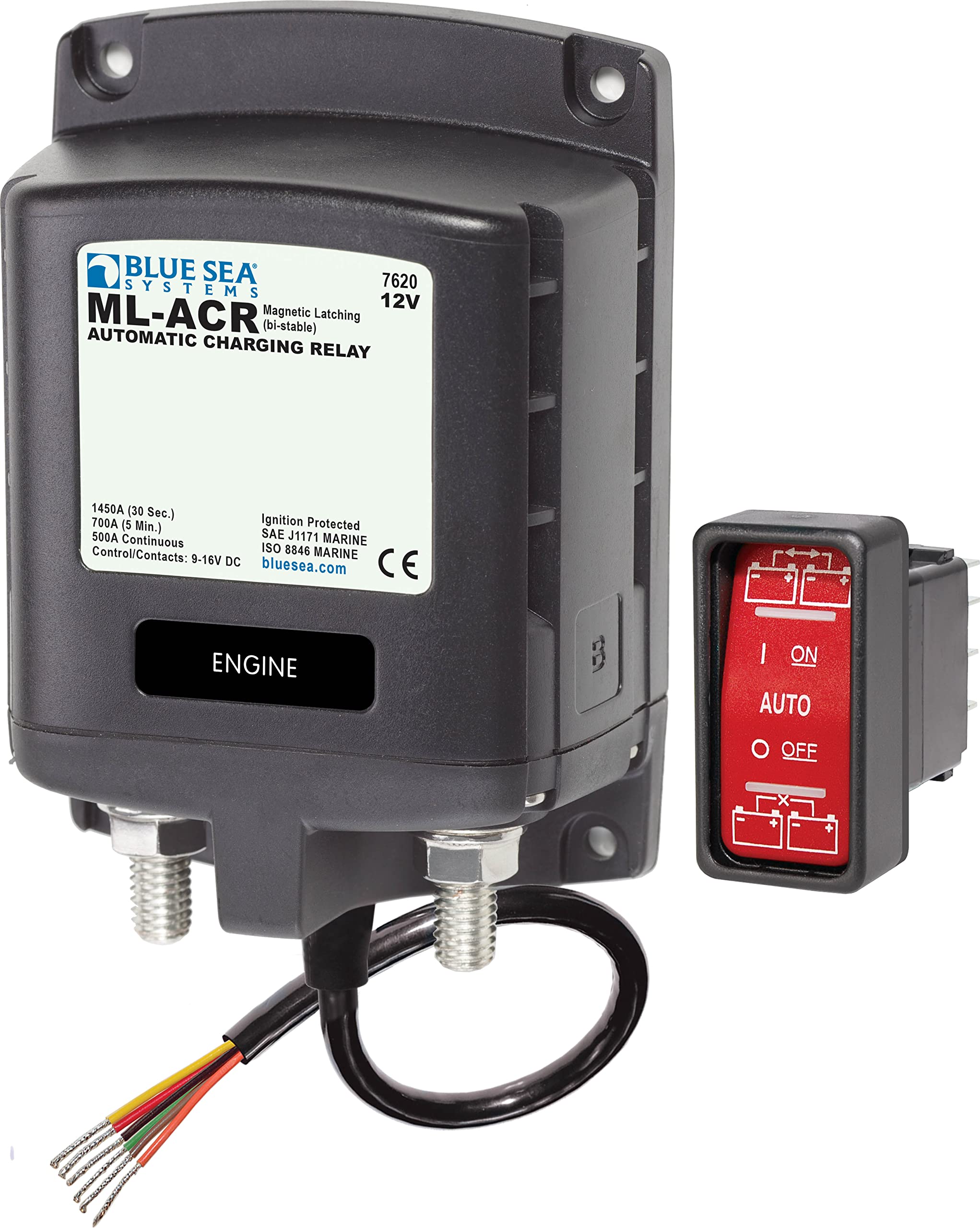 Blue Sea 7620 ML-Series 12V DC Automatic Charging Relay with Magnetic Latch - Marine Battery Isolator for Boats, Yachts & RVs - Perfect for Dual Battery Systems and Marine Electrical Applications