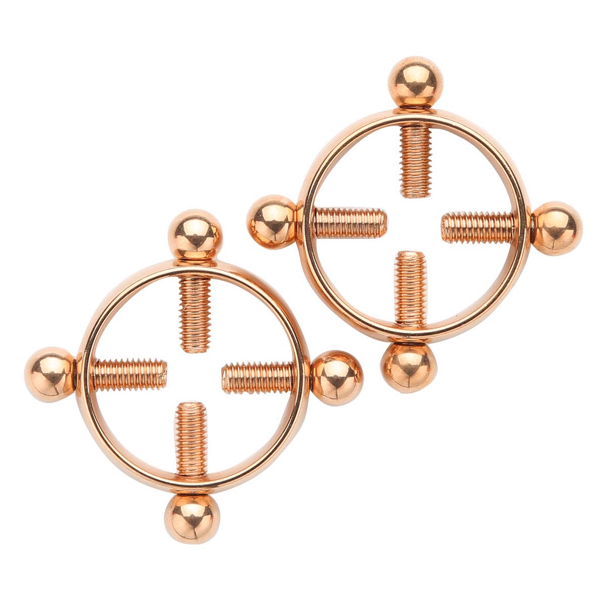 JEATHA Adjustable Non-Piercing Nipple Shield Rings - 1 Pair Body Jewelry Clamps with Screw Lock for Secure Fit | Perfect for Costume Parties, Fetish Wear & Sensual Fashion Accessories