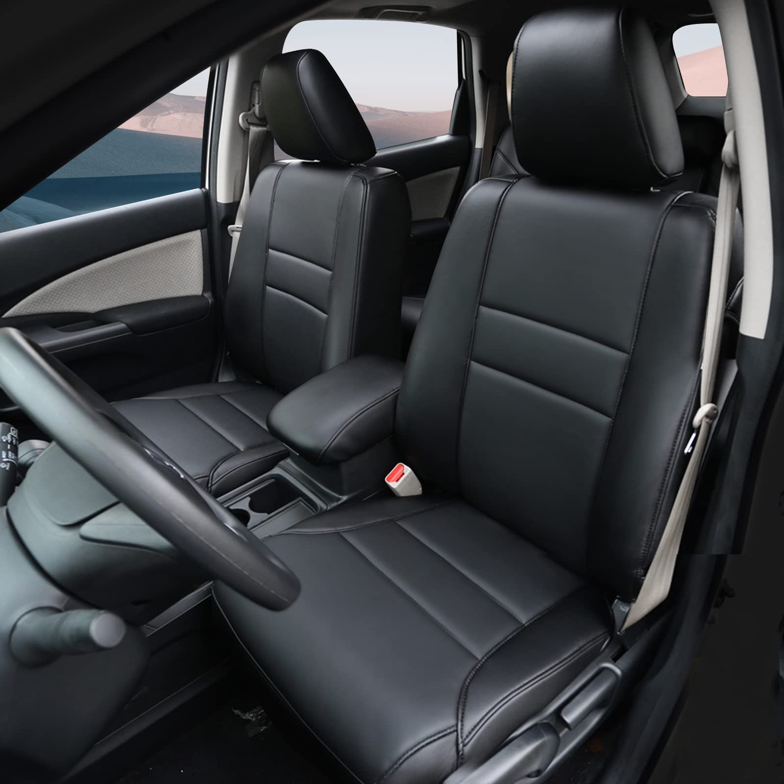 Premium Black Car Seat Covers Full Set for Honda CRV 2015-2016 Models | Waterproof & Durable CR-V Seat Protectors | Perfect for Daily Commute, Road Trips & Pet Protection