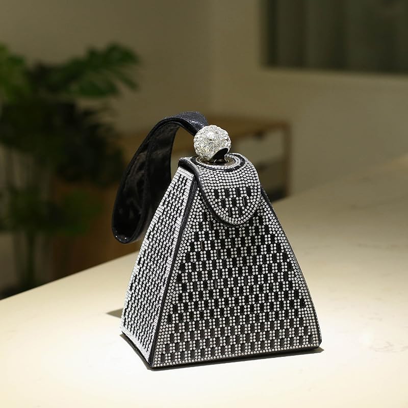 Verano Hill Crystal Pyramid Handbag for Women - Elegant Evening Clutch with Rhinestone Embellishments | Perfect for Parties, Weddings & Special Occasions