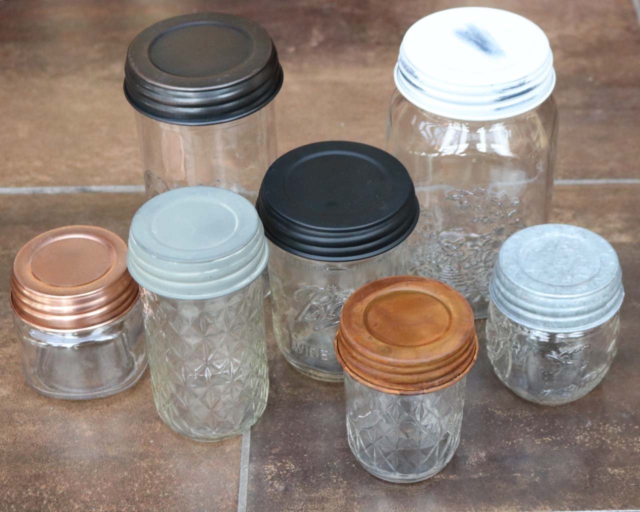 Oil Rubbed Bronze Mason Jar Lids with Handles - 4 Pack Wide Mouth Canning Jar Lids - Perfect for Home Canning, DIY Crafts, and Kitchen Storage