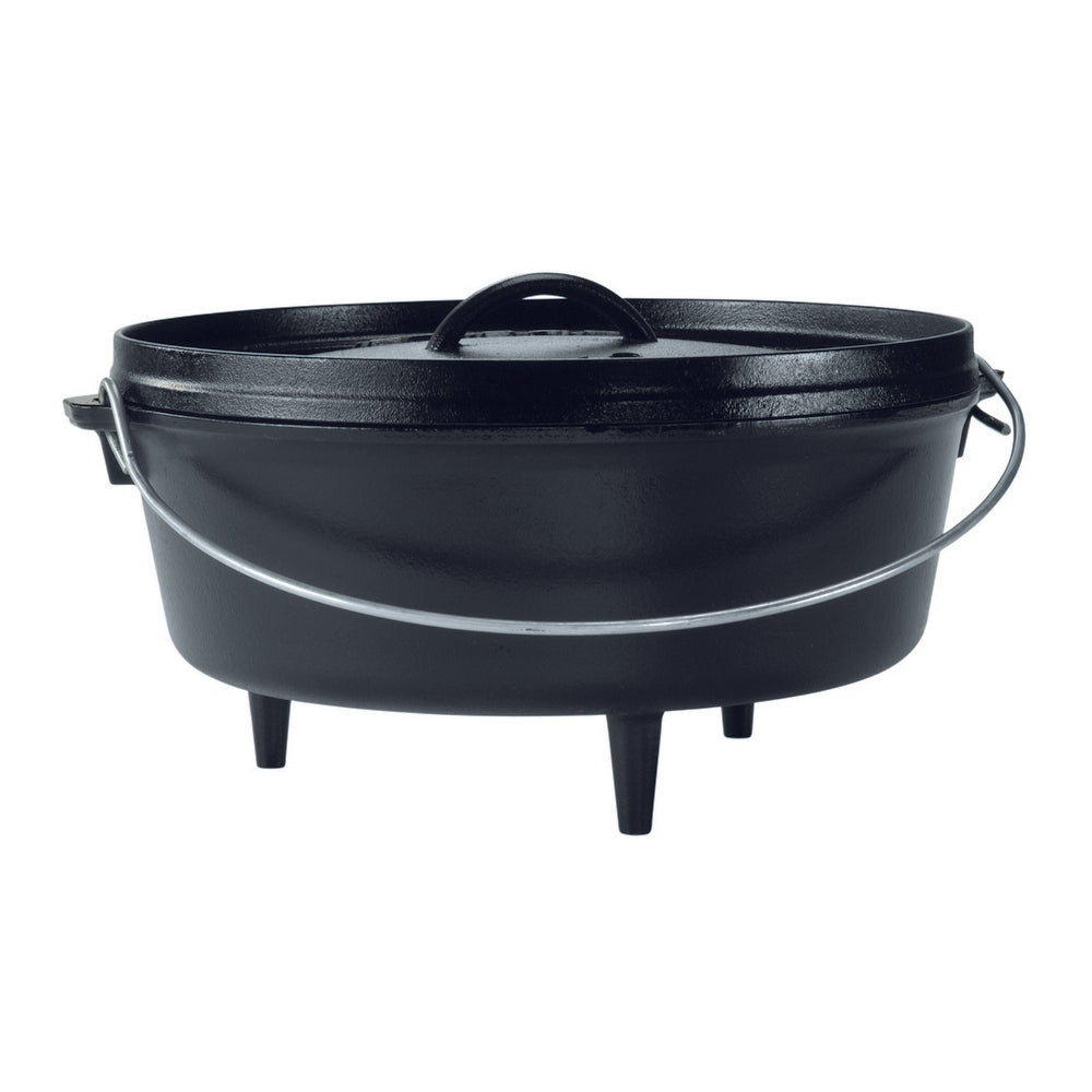 Cast Iron Camp Dutch Oven 5.6L (30cm) - Heavy Duty Outdoor Cooking Pot for Camping, Backpacking & Dutch Oven Recipes - Perfect for Stews, Bread & Open Fire Cooking