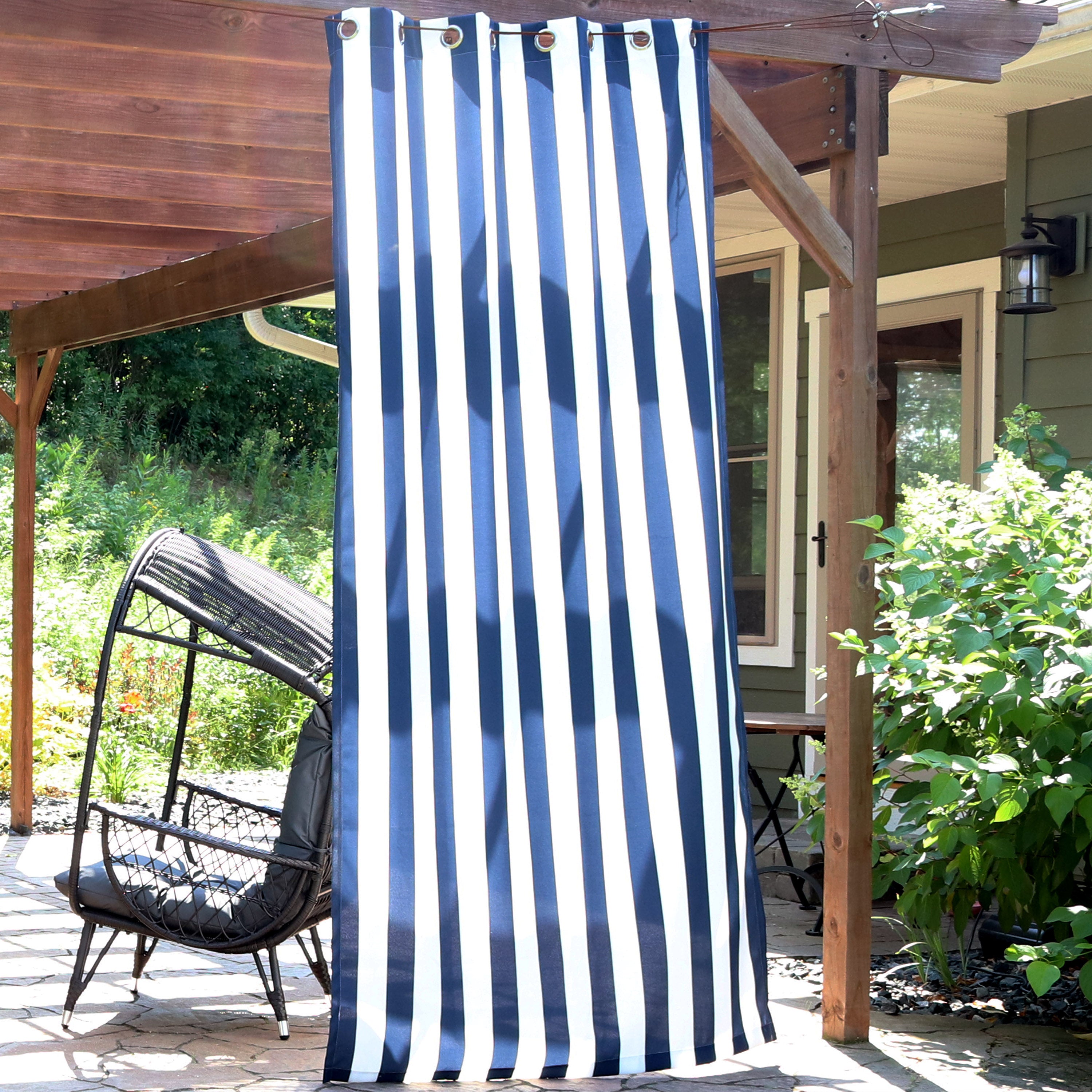 Sunnydaze Designer Eyelet Outdoor Curtain Panels 52 x 108 Inches - Waterproof Sun Shade Curtains for Patio, Deck, Porch & Backyard Privacy Protection
