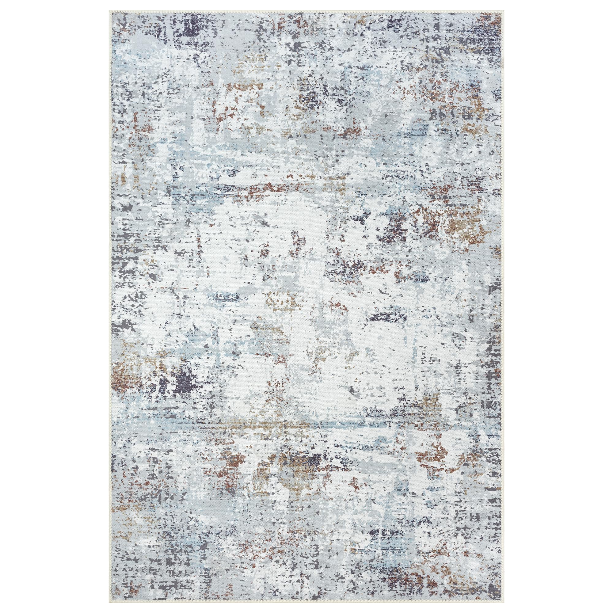 GLN Rugs Contemporary Collection - Machine Washable Modern Abstract Area Rug, Non-Slip Living Room Rug, Bedroom & Bathroom Carpet (5'3
