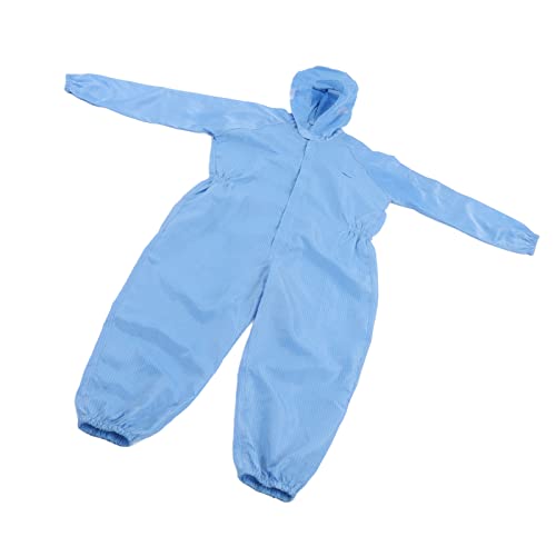 High-Quality Heat Resistant Blue Coverall with Hood - Comfortable Workshop Workwear for Food Factory & ESD Area (XL) - Perfect for Industrial Safety, Food Processing & Hazardous Work Environments