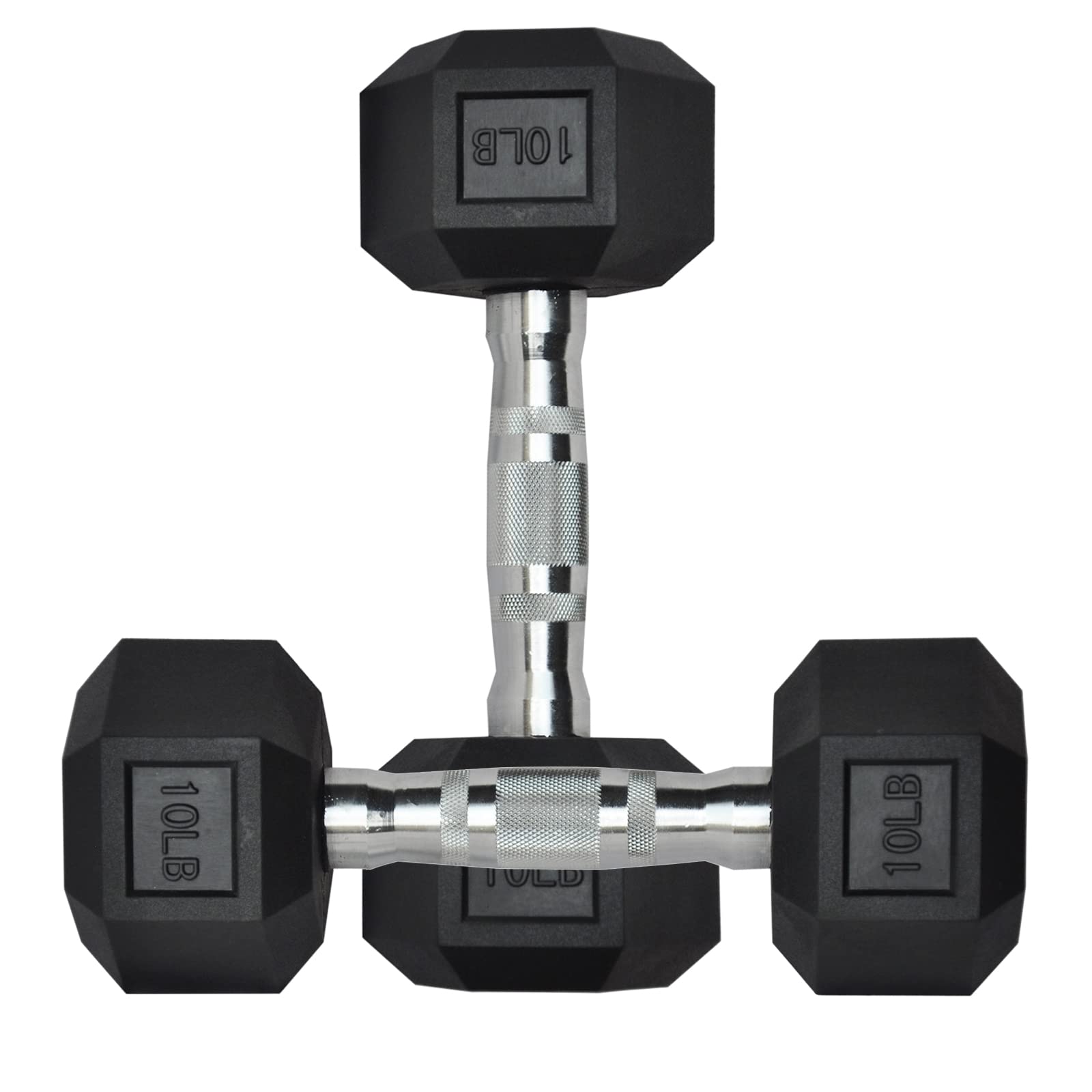 10 Lb Dumbbell Set of 2 - Rubber Encased Hex Dumbbells with Metal Handle for Men & Women - Home Gym Strength Training Equipment for Full Body Workout, Weight Lifting & Fitness Exercises - Perfect for Small Spaces, Beginners & Home Workouts
