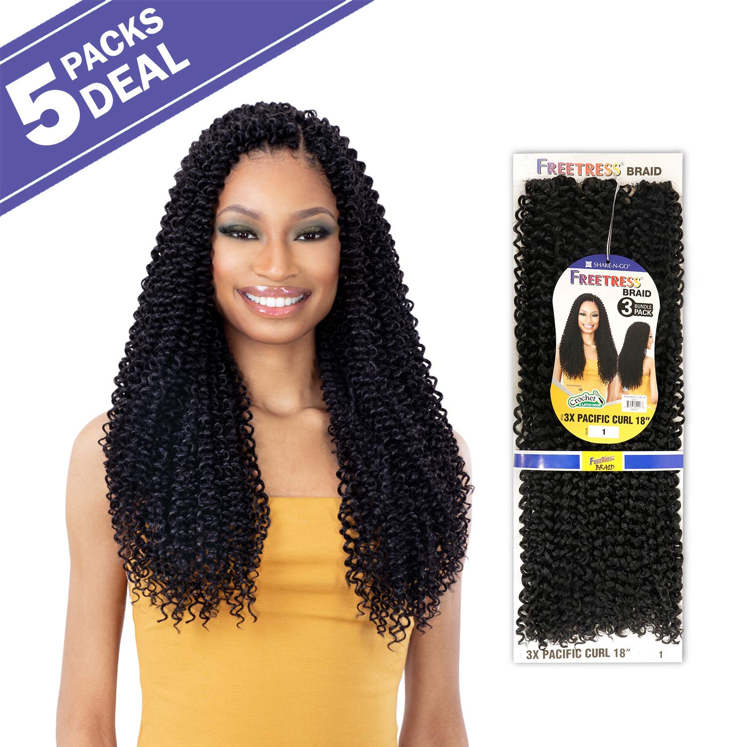 FreeTress Crochet Braids 3X Pacific Curl 18