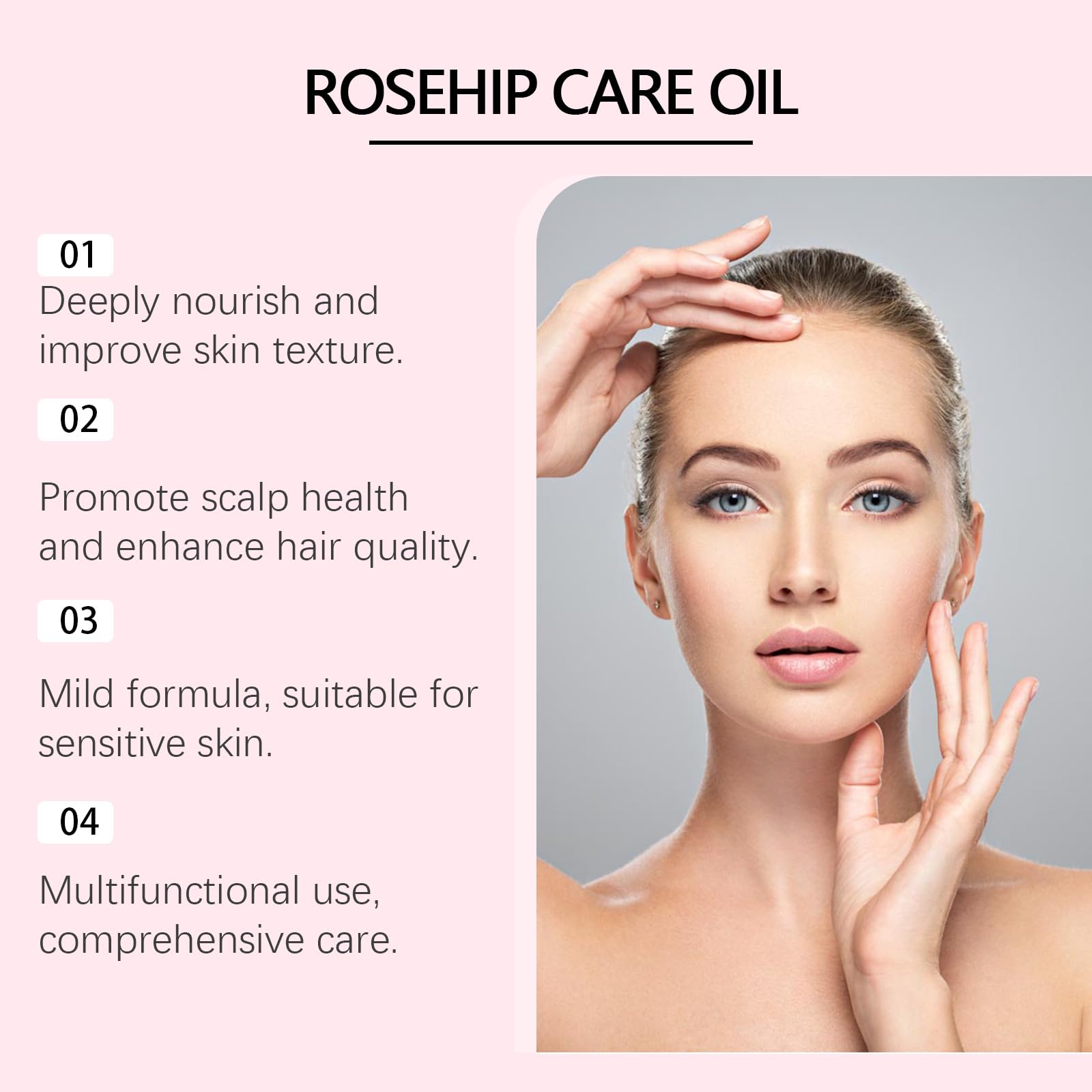 Organic Cold Pressed Rosehip Face Oil for Women - Hydrating & Anti-Aging with Sweet Almond, Rosemary & Jojoba Oils (1oz) - Perfect for Dry Skin Care & Nighttime Facial Routine
