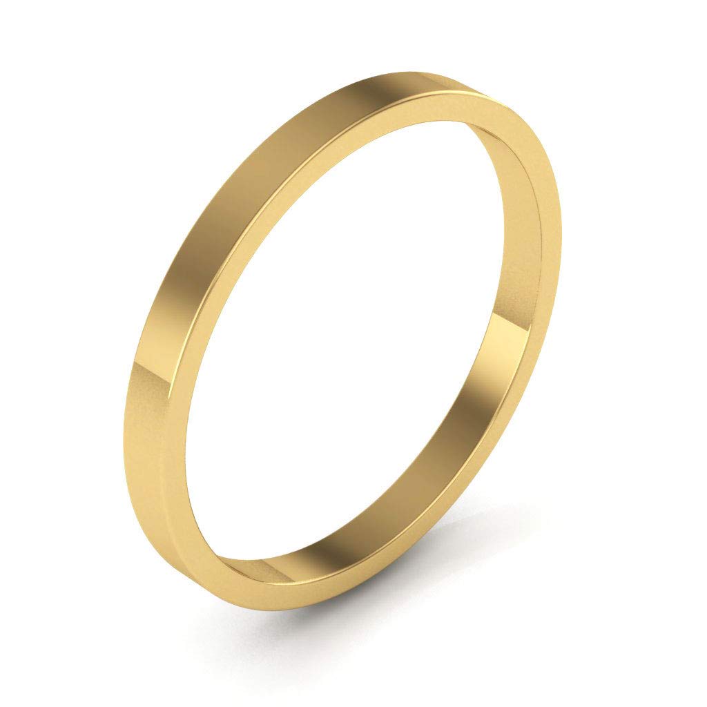 10K Yellow Gold Plain Wedding Bands for Men & Women - 2mm Flat Comfort Fit Ring Set - Perfect for Anniversaries, Engagements, and Everyday Wear