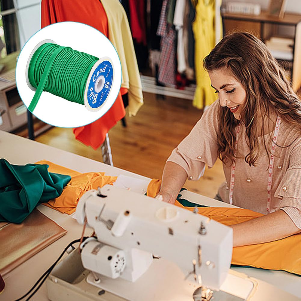 3/8-1/2 Inch 72.18 Yards Dark Green Polyester Satin Bias Tape - Welting Cord Piping Trim for Sewing, DIY Crafts, Fabric Edge Binding - Perfect for Quilting, Upholstery, Clothing & Home Decor Projects